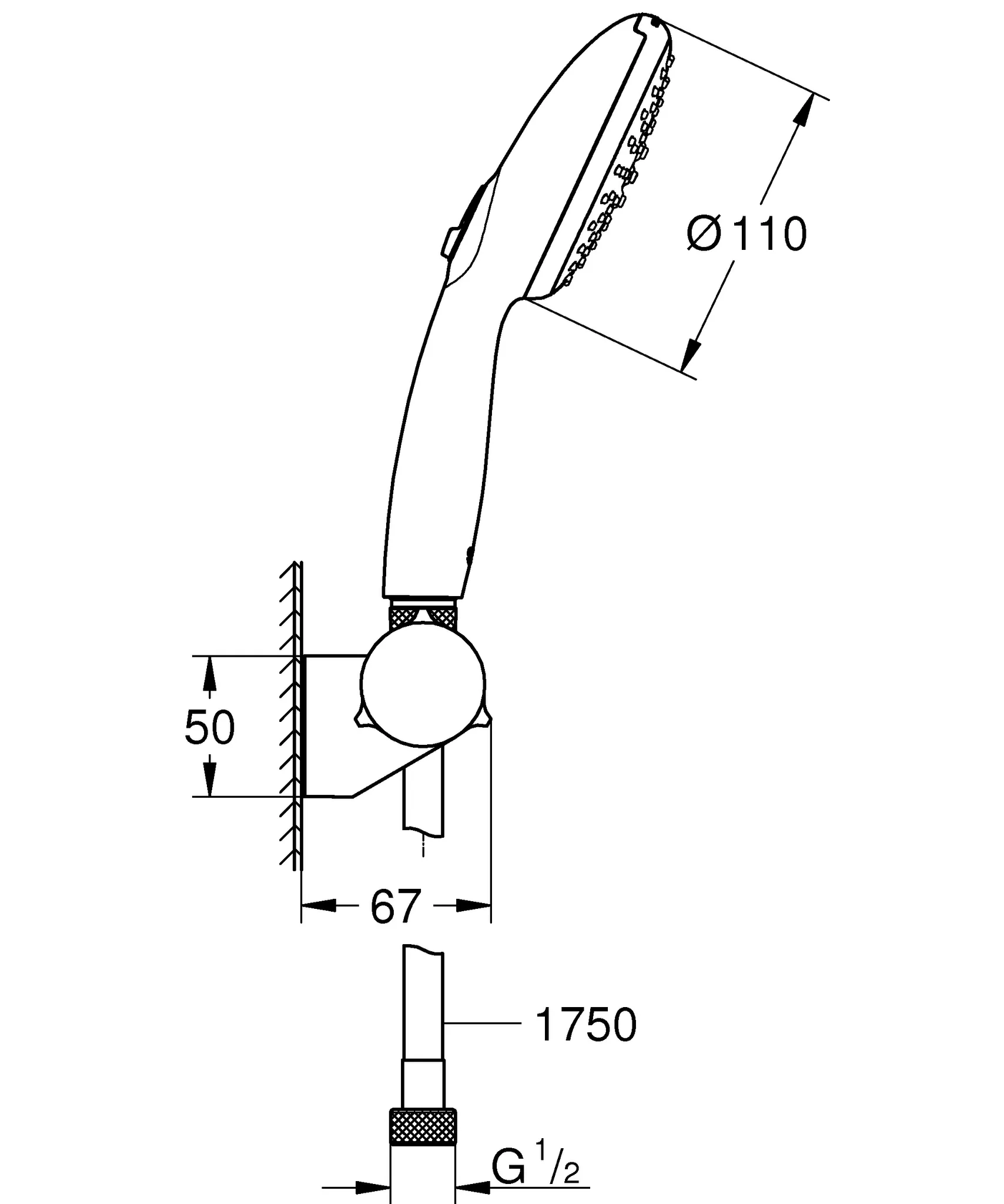 Wandhalterset Tempesta 110 27601_3, Handbrause Tempesta 110, 2 Strahlarten: Rain/Jet, Wandbrausehalter verstellbar, Relexaflex-Brauseschlauch 1.750mm, Water Saving, maximaler Durchfluss (bei 3 bar): 8.5 l/min, chrom Wandhalterset Tempesta 110 27601_3, Handbrause Tempesta 110, 2 Strahlarten: Rain/Jet, Wandbrausehalter verstellbar, Relexaflex-Brauseschlauch 1.750mm, Water Saving, maximaler Durchfluss (bei 3 bar): 8.5 l/min, chrom