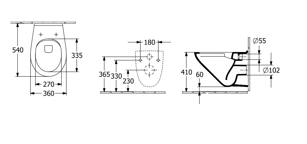 Wand-Tiefspül-WC „Newo“ 36 × 35 cm in Weiß Alpin, Abgang waagerecht, Befestigung sichtbar Wand-Tiefspül-WC „Newo“ 36 × 35 cm in Weiß Alpin, Abgang waagerecht, Befestigung sichtbar