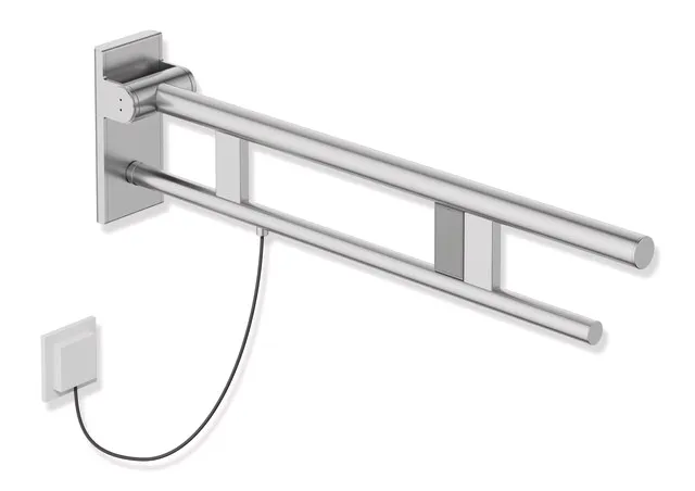 HEWI Stützklappgriff Duo Design A, Edelstahl, schliff, Ausladung 750 mm