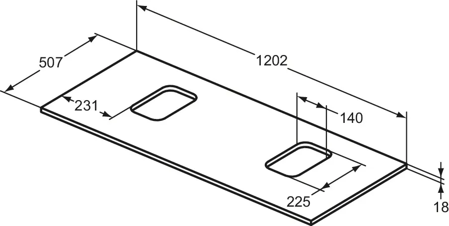 Waschtischplatte i.life B je ein Ausschnitt rechts und links für zwei Schalen 1202x507x18mm Weiß matt Waschtischplatte i.life B je ein Ausschnitt rechts und links für zwei Schalen 1202x507x18mm Weiß matt