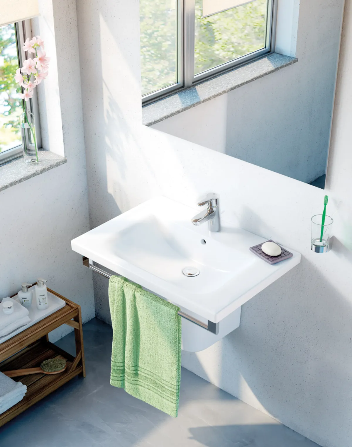 Waschtischarmatur Connect Blue, mit Ablaufgarnitur, Ausladung 112mm, Chrom Waschtischarmatur Connect Blue, mit Ablaufgarnitur, Ausladung 112mm, Chrom