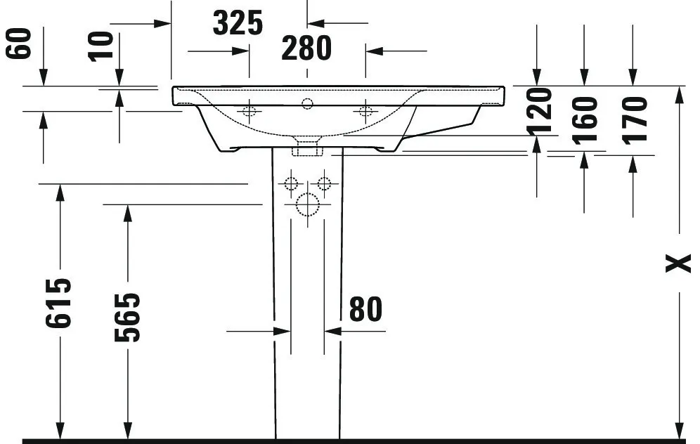Wandwaschtisch „D-Neo“, mit Überlauf, Hahnlochposition mittig Wandwaschtisch „D-Neo“, mit Überlauf, Hahnlochposition mittig