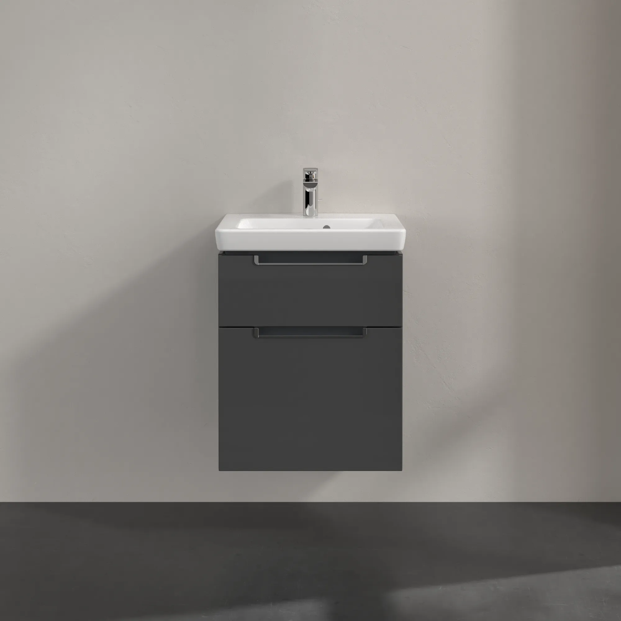 Villeroy & Boch Waschtischunterschrank „Subway 2.0“ 485 × 590 × 379 mm Glossy Grey, für Becken mittig, ohne Beleuchtung Villeroy & Boch Waschtischunterschrank „Subway 2.0“ 485 × 590 × 379 mm Glossy Grey, für Becken mittig, ohne Beleuchtung