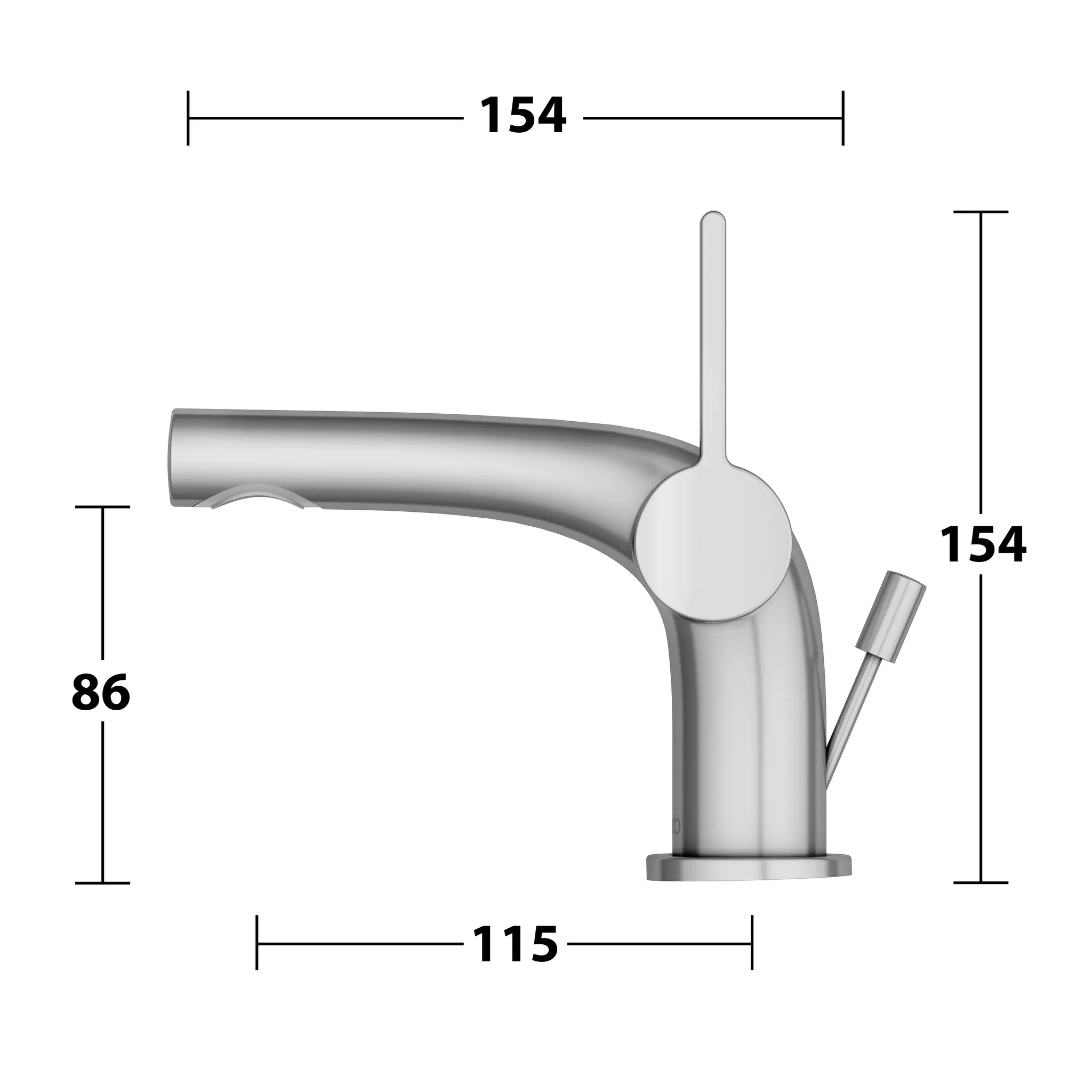 KEUCO EDITION 400 Einhebel-Waschtischmischer 80 mit Zugstangen-Ablaufgarnitur Edelstahl-finish