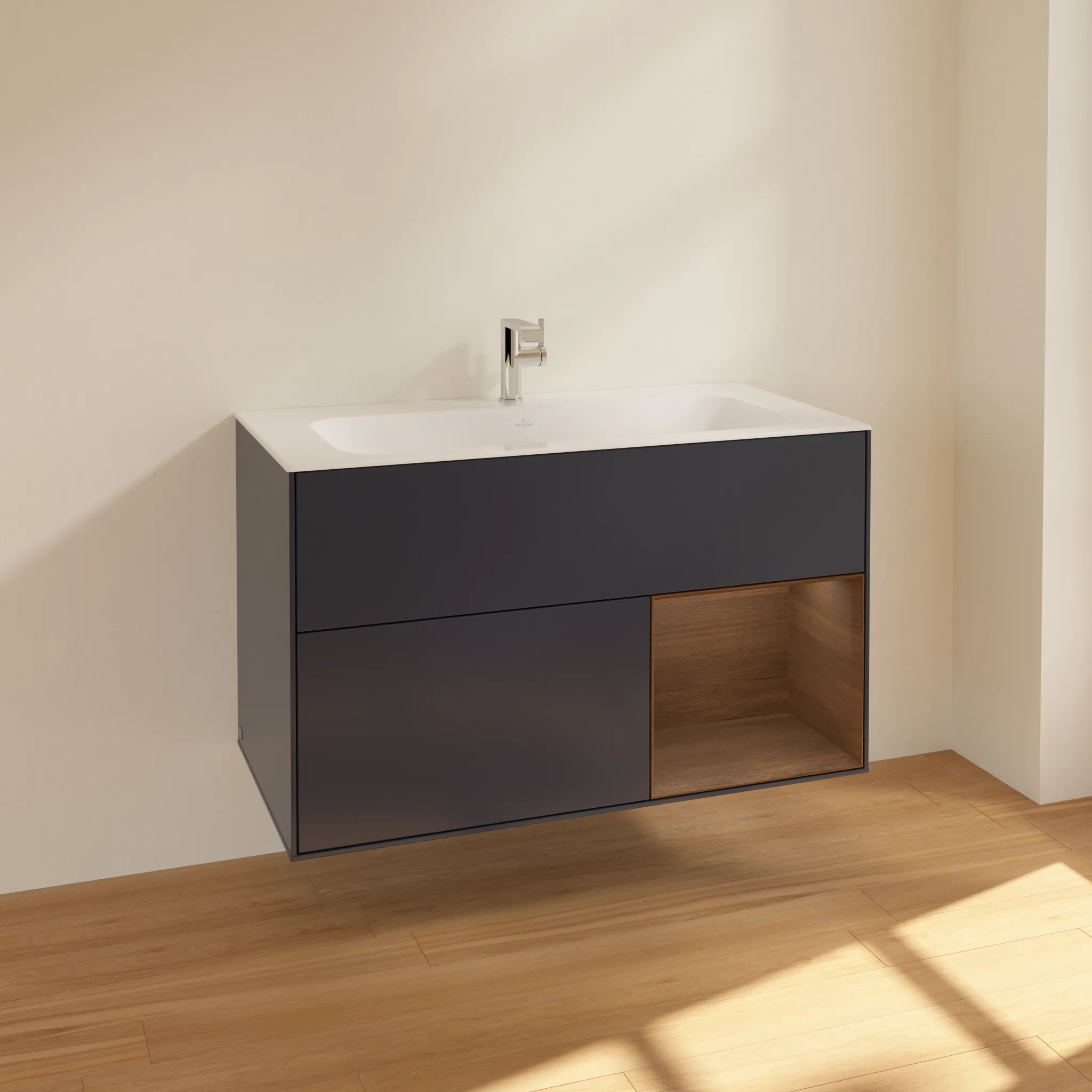 Villeroy & Boch Waschtischunterschrank „Finion“ für Schrankwaschtisch 996 × 591 × 498 mm Midnight Blue Matt Lacquer, für Becken mittig