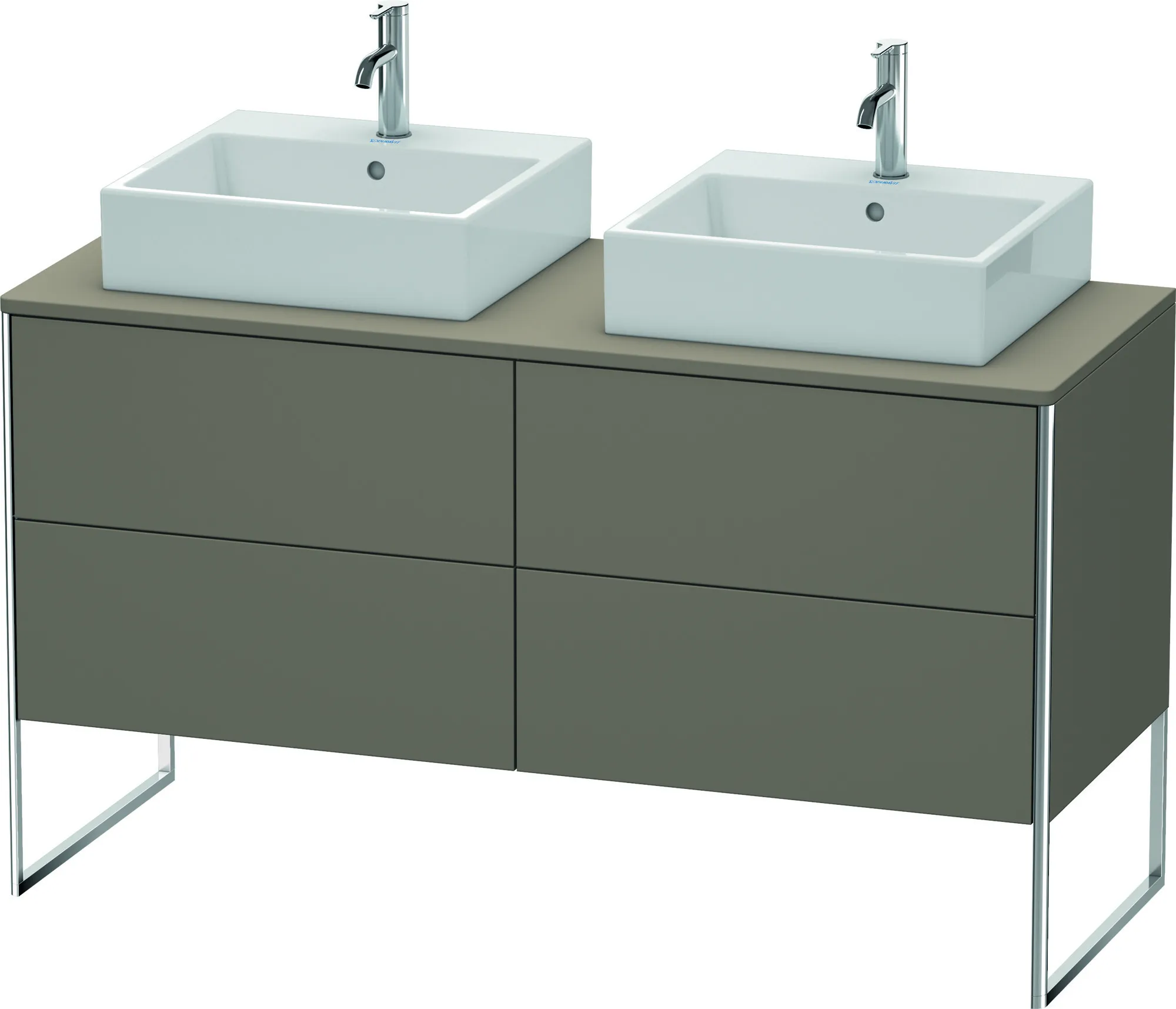 Duravit Waschtischunterschrank bodenstehend „XSquare“ 140 × 77,8 × 54,8 cm Flannel Grey Seidenmatt Duravit Waschtischunterschrank bodenstehend „XSquare“ 140 × 77,8 × 54,8 cm Flannel Grey Seidenmatt