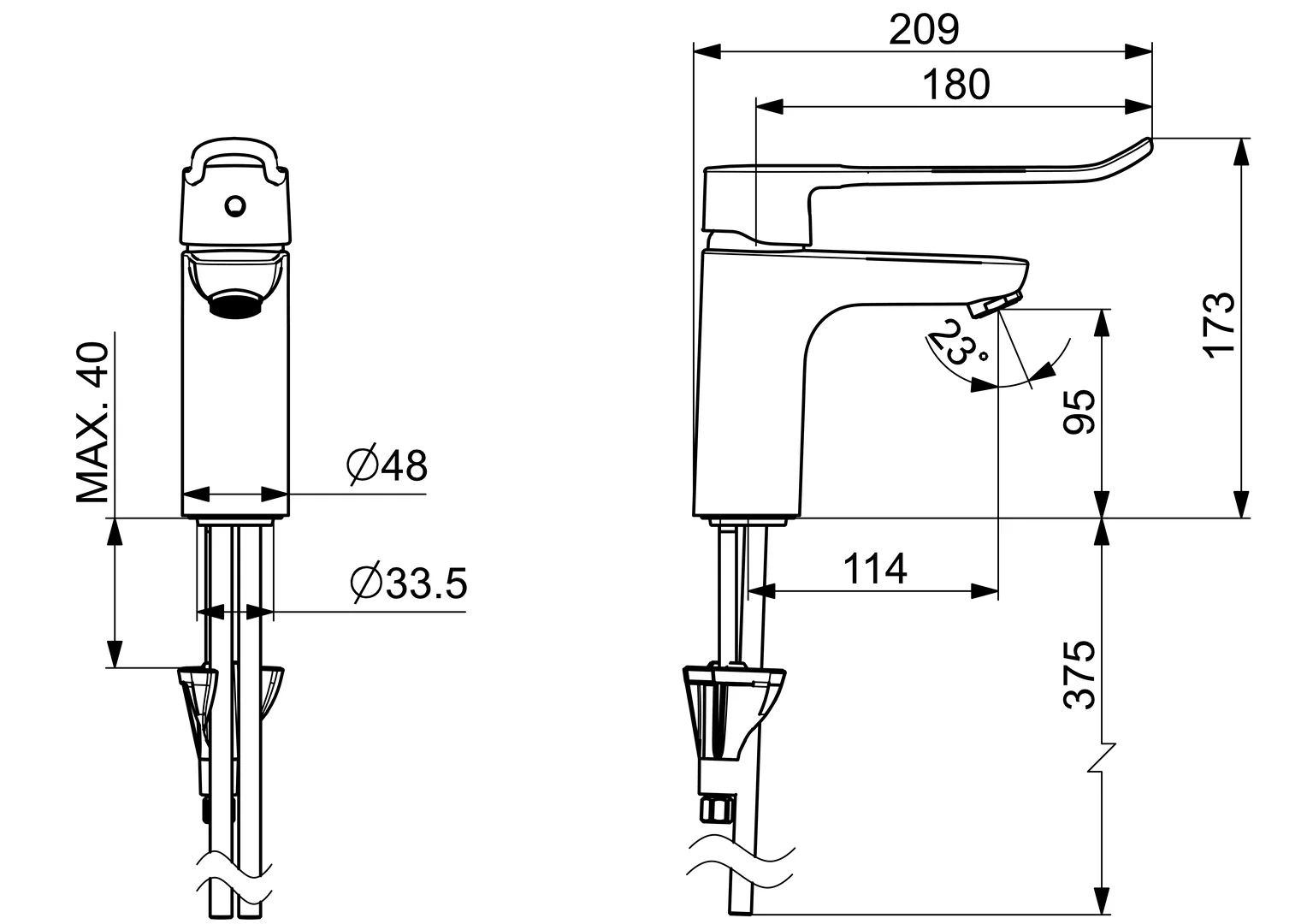 HansaCLINICA EHM Waschtischbatterie HansaCLINICA 4502 Standmontage Chrom DN15