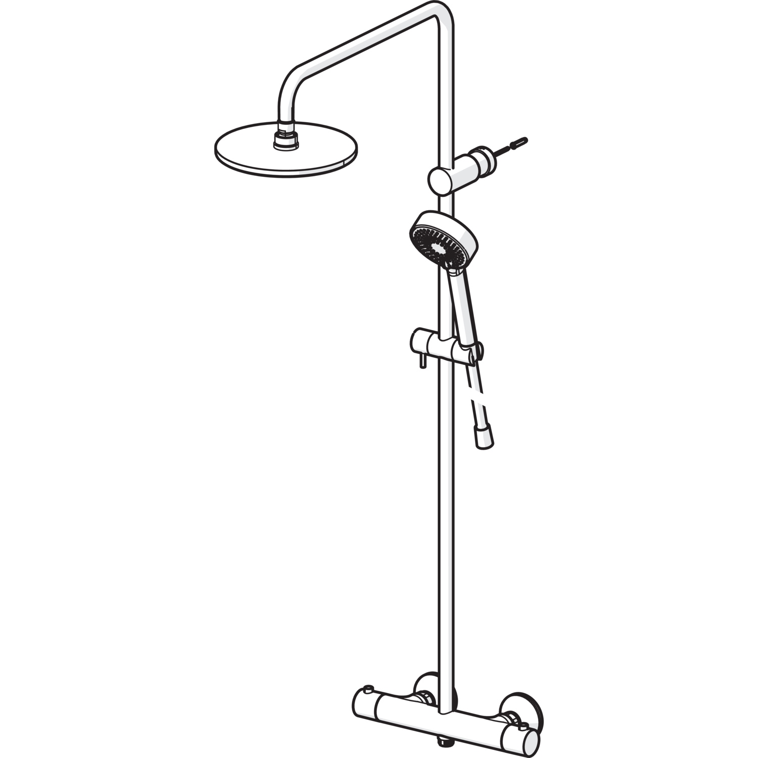 Regenbrause-Duscharmatur UNITA ECO 5814 3-strahlig Ausladung 470 - 495 mm Chrom Kopfbrause rund