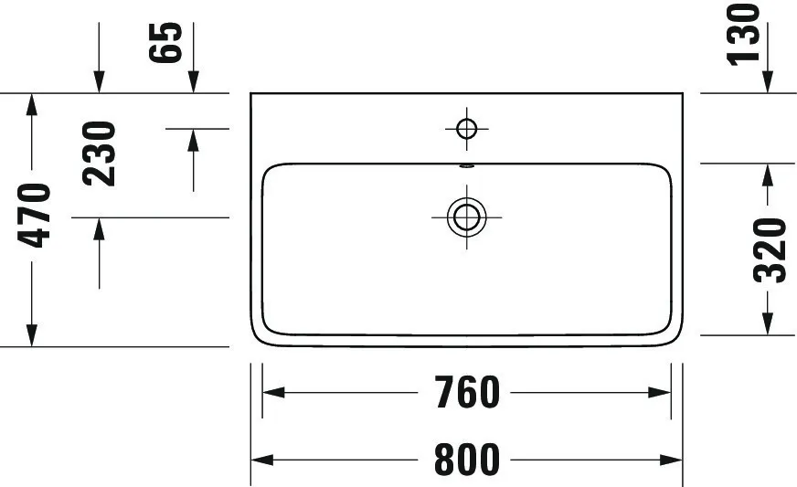 Wandwaschtisch geschliffen „Qatego“ 80 × 47 × 15 cm, Hahnlochposition mittig in mit HygieneGlaze