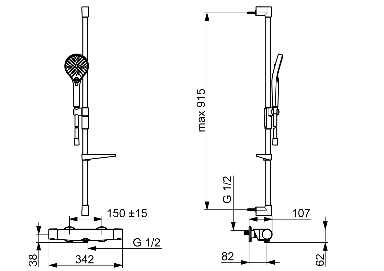 Brausebatterie mit Brausegarnitur OPTIMA 4813 Chrom