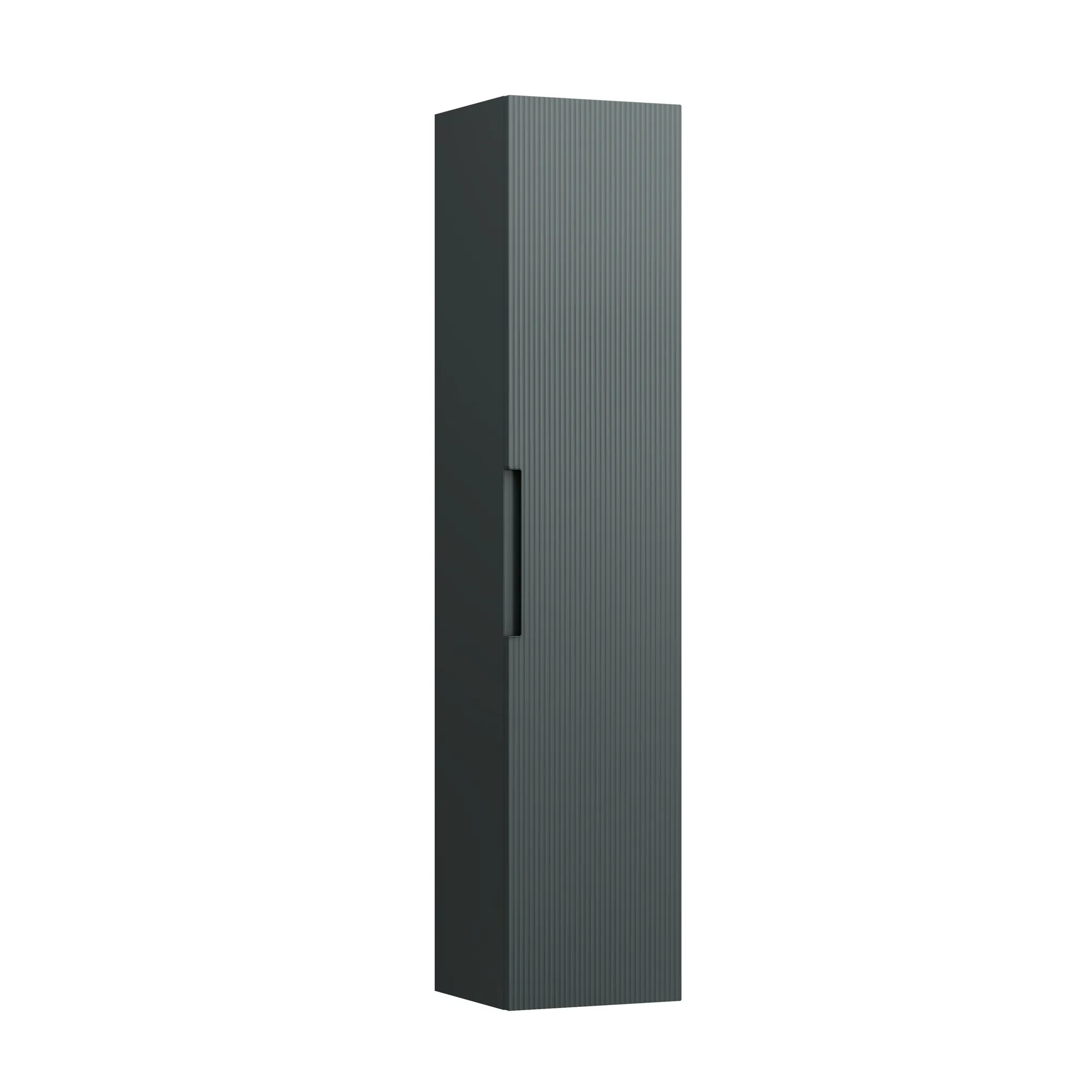 Hochschrank JUNA 335x353x1650 1Tür Scharnier rechts mit 4 Ablage mit Griffmulde weiß matt