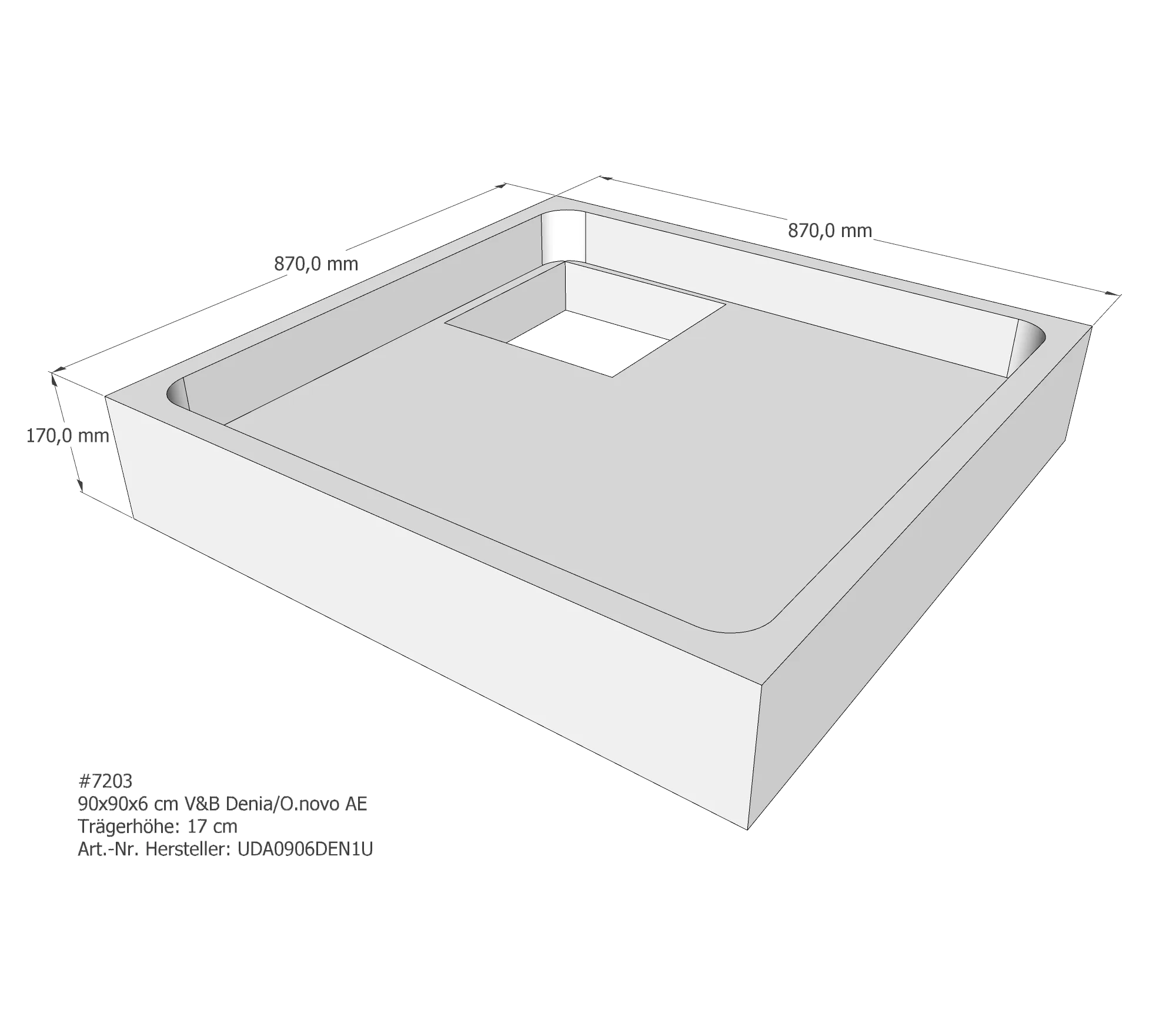 Duschwannenträger für Villeroy & Boch O.novo 90 × 90 × 6 cm Breite: 90 cm / Länge: 90 cm Duschwannenträger für Villeroy & Boch O.novo 90 × 90 × 6 cm Breite: 90 cm / Länge: 90 cm