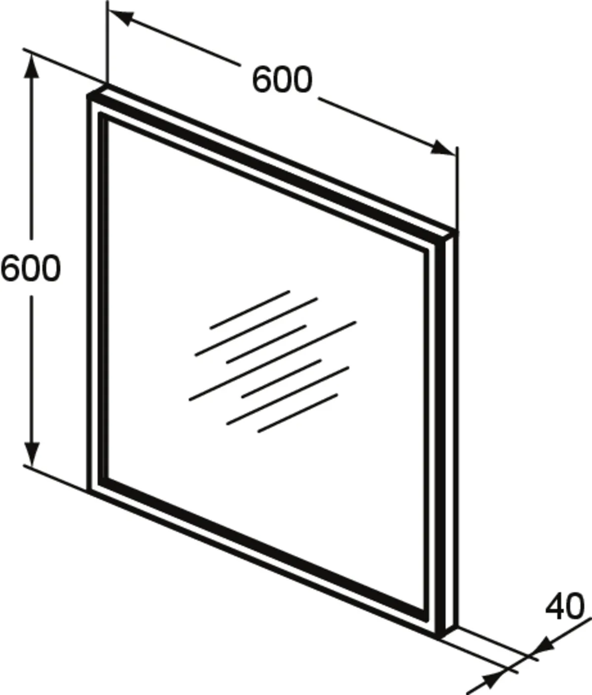 Ideal Standard Spiegel Conca, eckig, 600x38x600mm Ideal Standard Spiegel Conca, eckig, 600x38x600mm