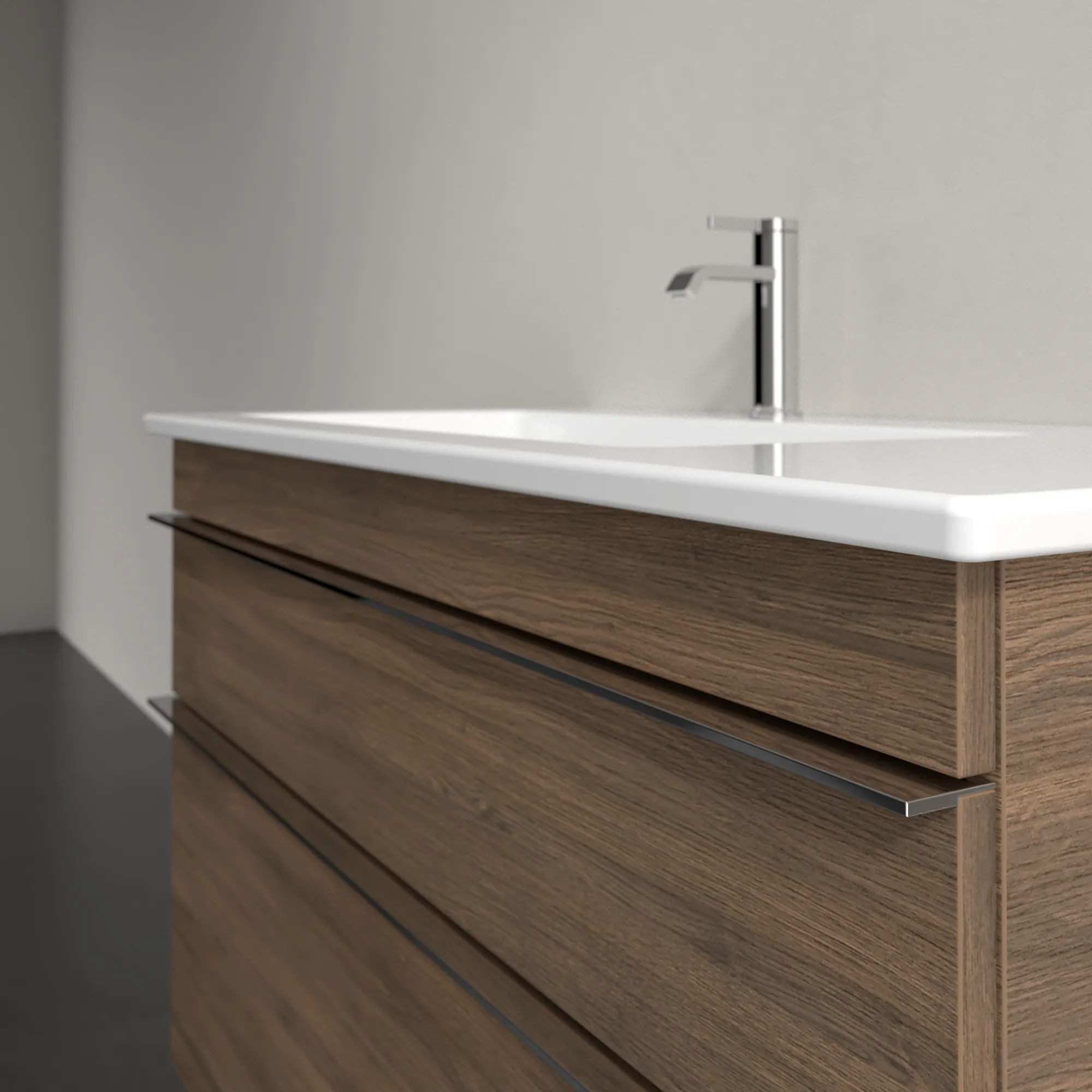 Villeroy & Boch Waschtischunterschrank „Venticello“ für Schrankwaschtisch 953 × 590 × 502 mm Arizona Oak, für Becken links