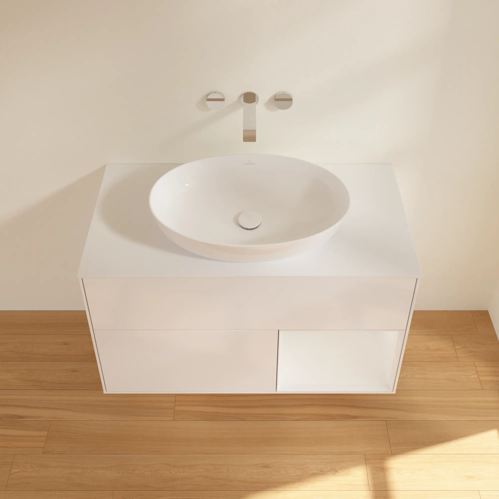 Villeroy & Boch Finion FA2 Waschbeckenunterschrank Glossy White Lacquer / Glass White Matt Villeroy & Boch Finion FA2 Waschbeckenunterschrank Glossy White Lacquer / Glass White Matt