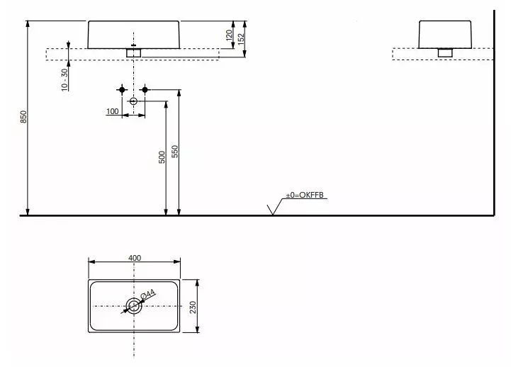 Toto Handwaschbecken „CS“ 400 × 230 × 152 mm