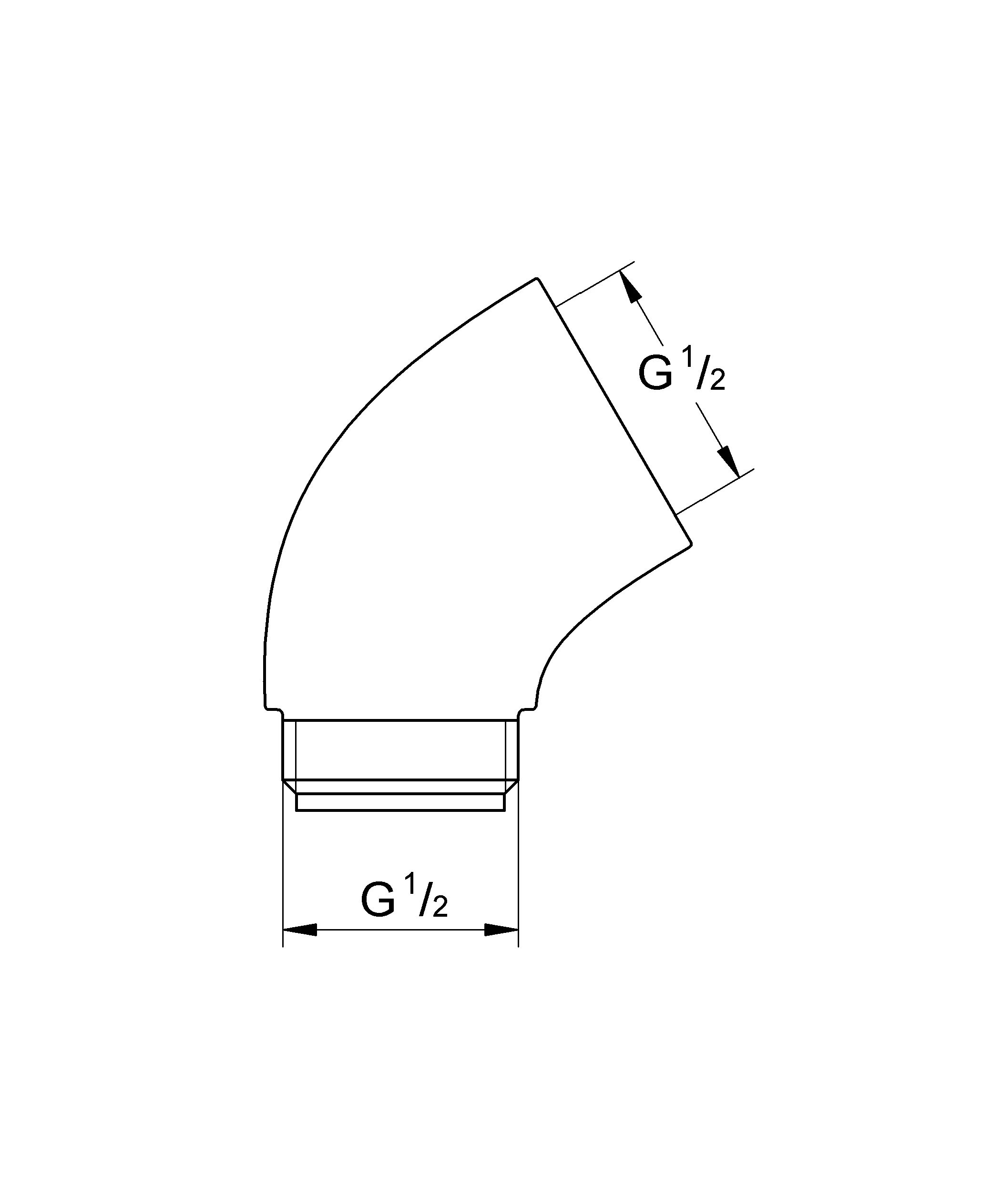 Adapter 1/2'' x 1/2'' 28813, zur Kombination von Handbrausen anderer Hersteller mit Relexa Brausestangen, weiß