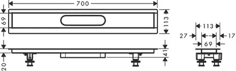 uBox universal Installationsset 700 mm für befliesbare Duschrinnen