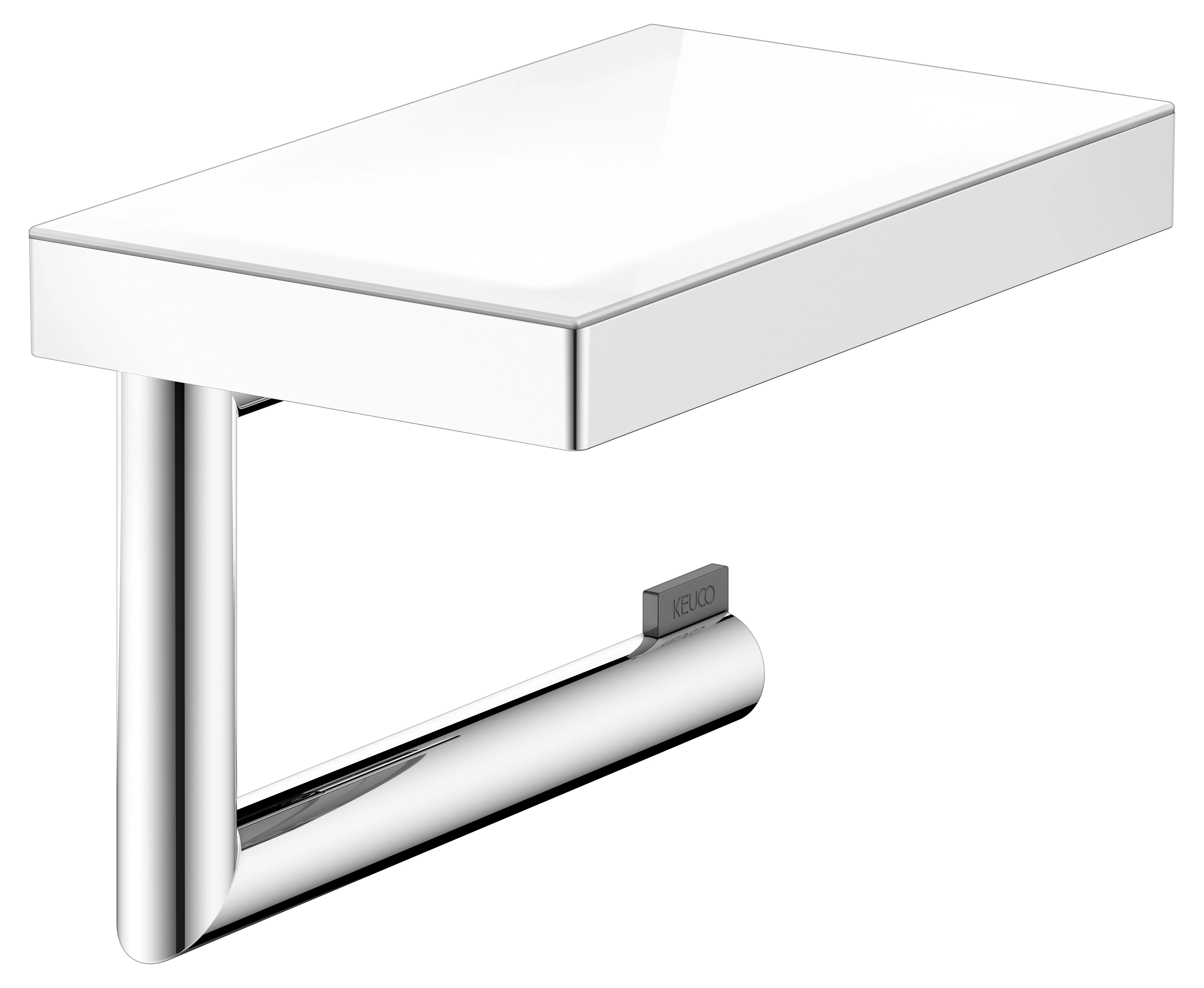 REVA 12873019000 Toilettenpapierhalter mit Glas-Ablage verchromt REVA 12873019000 Toilettenpapierhalter mit Glas-Ablage verchromt