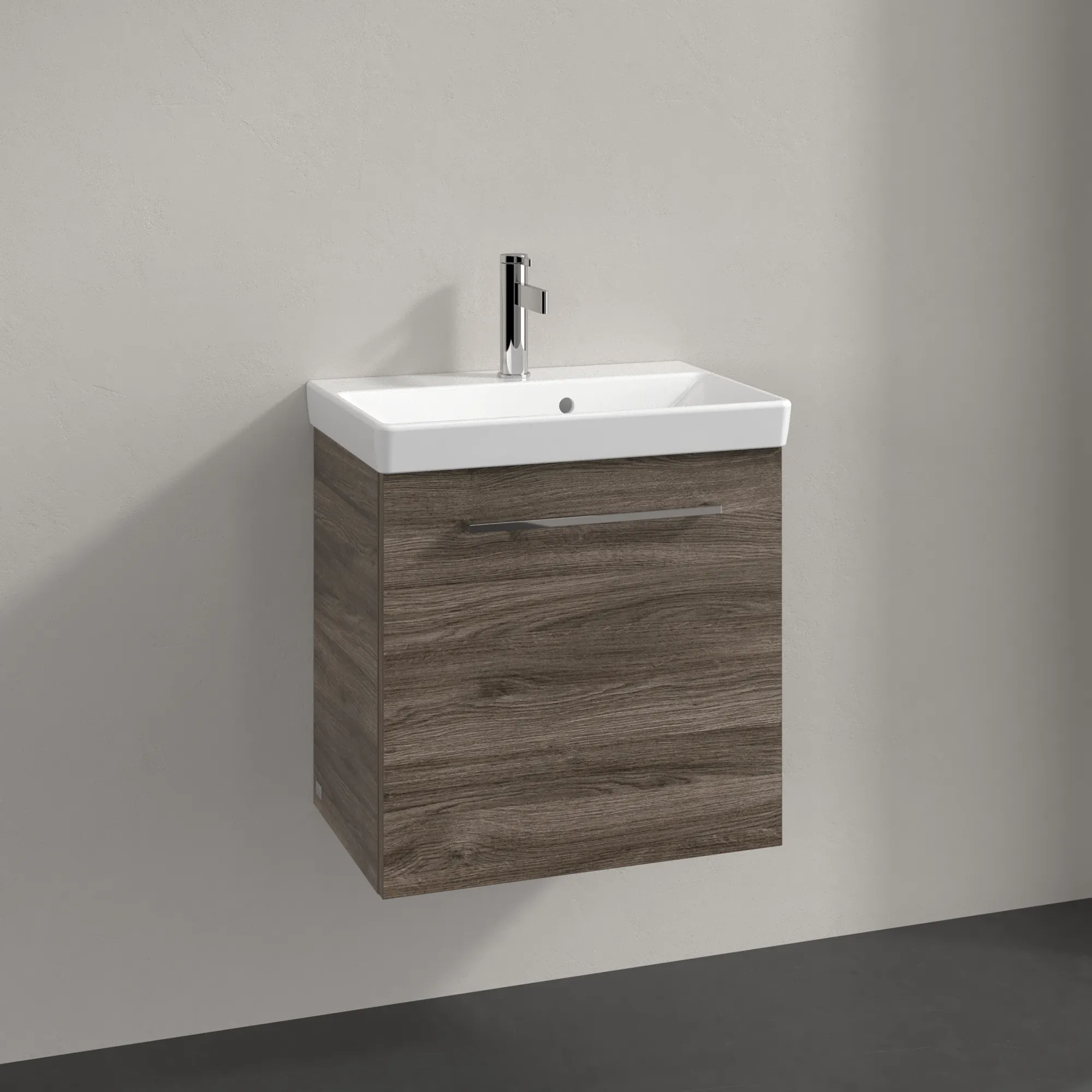 Villeroy & Boch Waschtischunterschrank mit Tür „Avento“ für Schrankwaschtisch 530 × 514 × 352 mm Stone Oak, Anschlag rechts, Soft Closing, 1 Tür