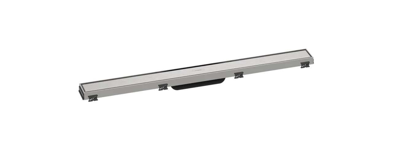 Hansgrohe RainDrain Match Duschrinne 800 mm mit höhenverstellbarem Rahmen, Edelstahl gebürstet
