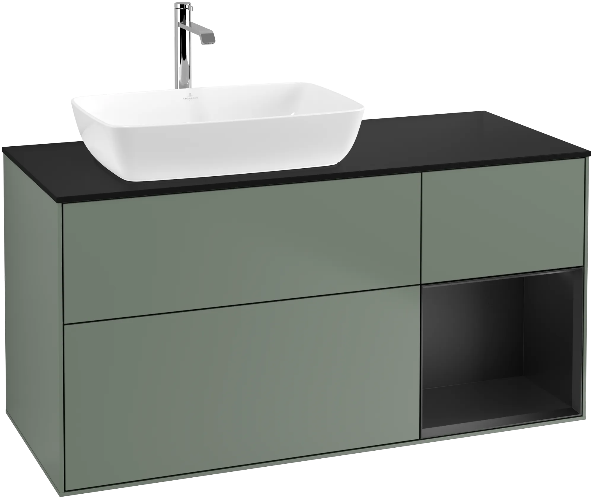 Villeroy & Boch Finion Waschbeckenunterschrank F81 1200x603x501mm Olive Matt Lacquer / Black Matt
