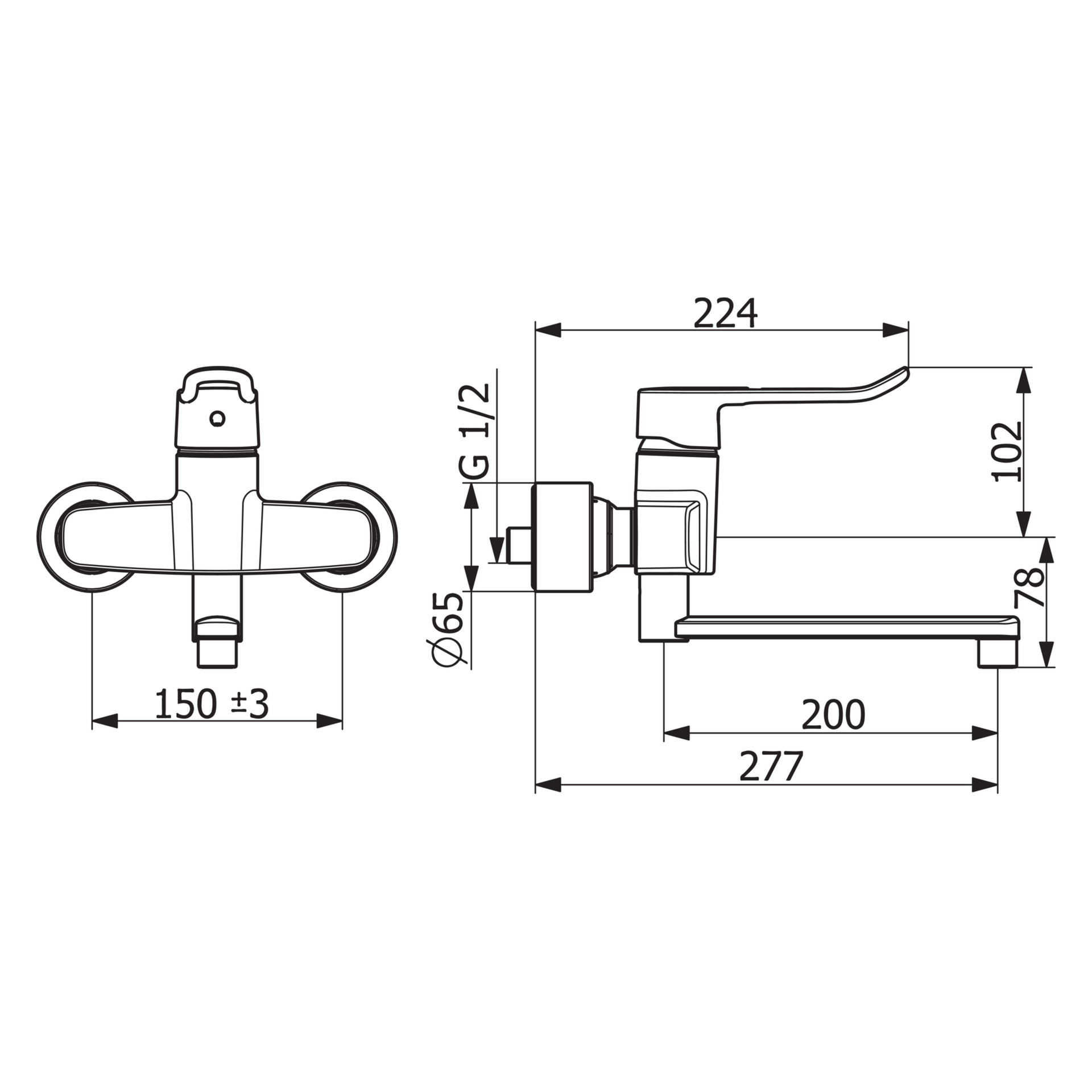Einhand-Waschtischarmatur Bedienungshebel lang „Clinica“ Ausladung 277 mm in Chrom Einhand-Waschtischarmatur Bedienungshebel lang „Clinica“ Ausladung 277 mm in Chrom