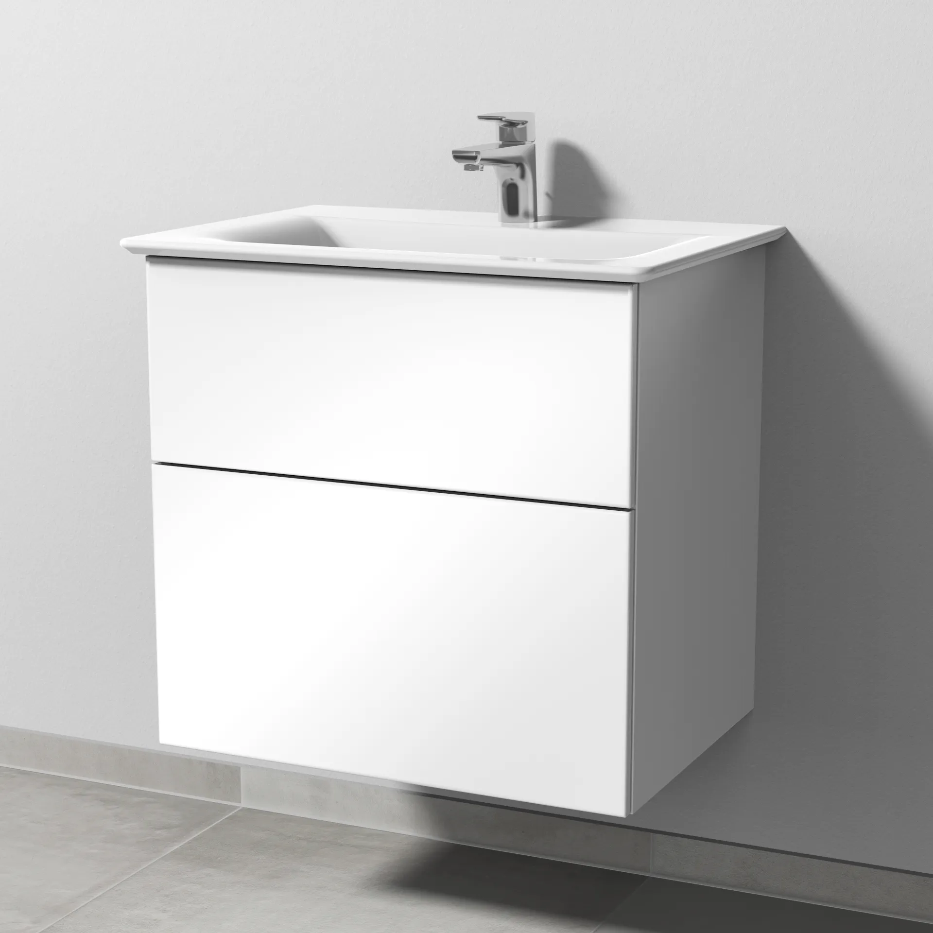 Sanipa Waschtischunterschrank „3way“ passend zu Keramik-Waschtische Connect Air von Ideal Standard 590 × 585 × 437 mm in Weiß (glanz)