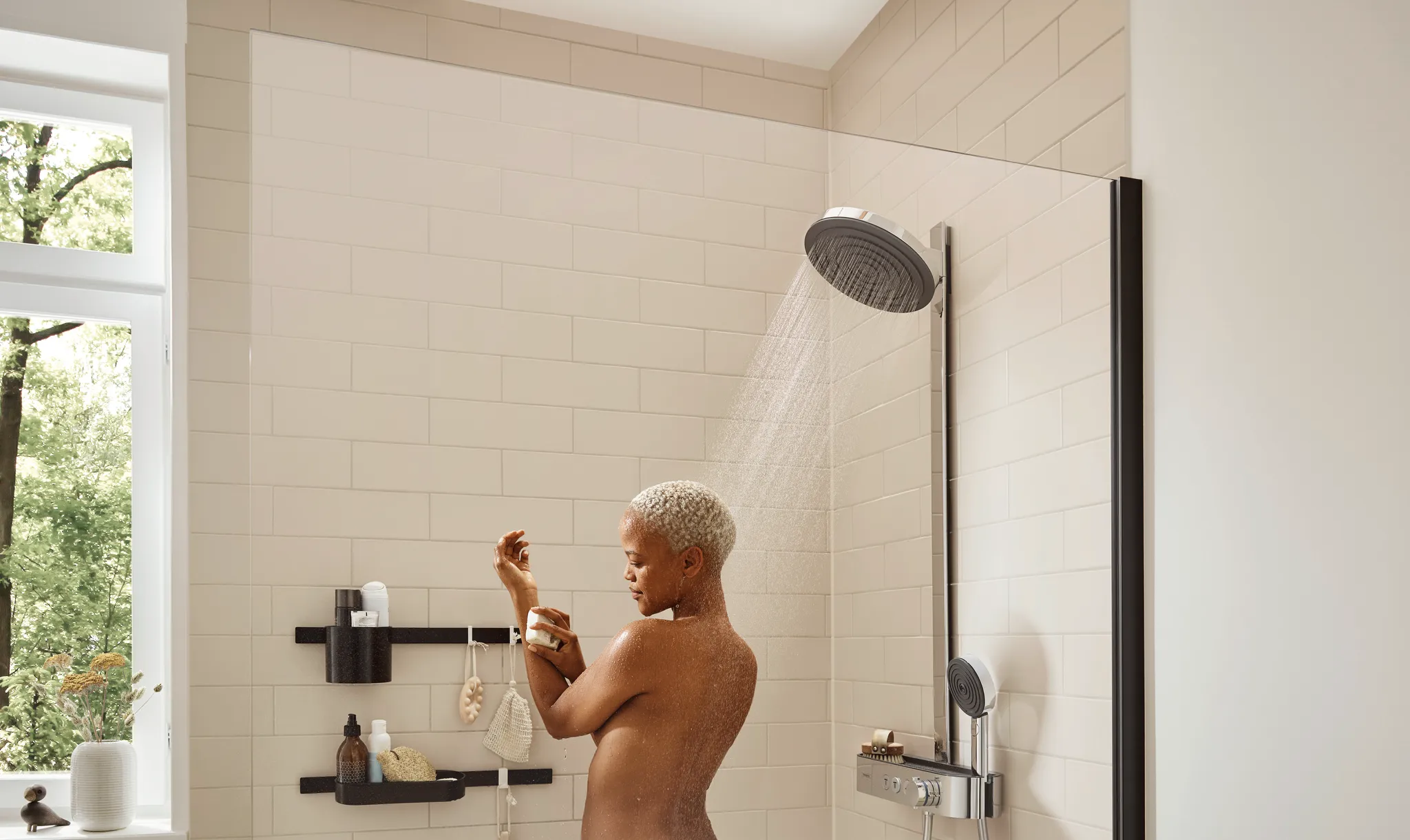 Showerpipe Pulsify 260 2jet EcoSmart mit Brausethermostat Aufputz chrom
