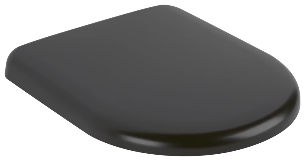 Villeroy & Boch WC-Sitz Skyla Oval Pure Black CeramicPlus 373x445x50 mm mit Absenkautomatik und abnehmbarem Sitz