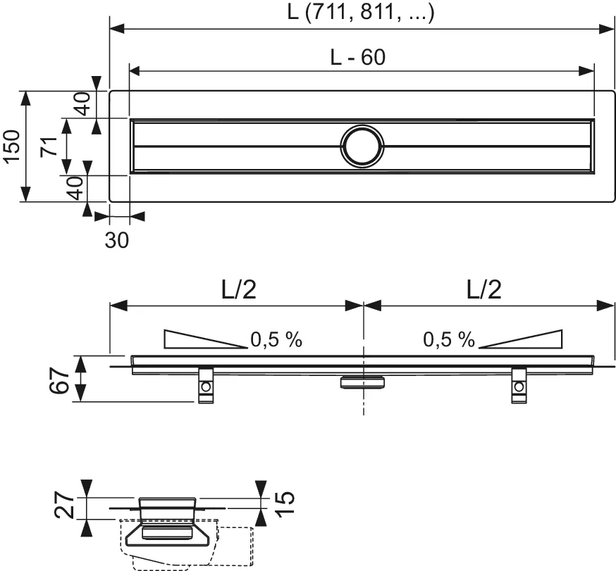 TECE Duschrinne „TECEdrainline“ Modell 3006000010 0140 in Schwarz (matt) TECE Duschrinne „TECEdrainline“ Modell 3006000010 0140 in Schwarz (matt)