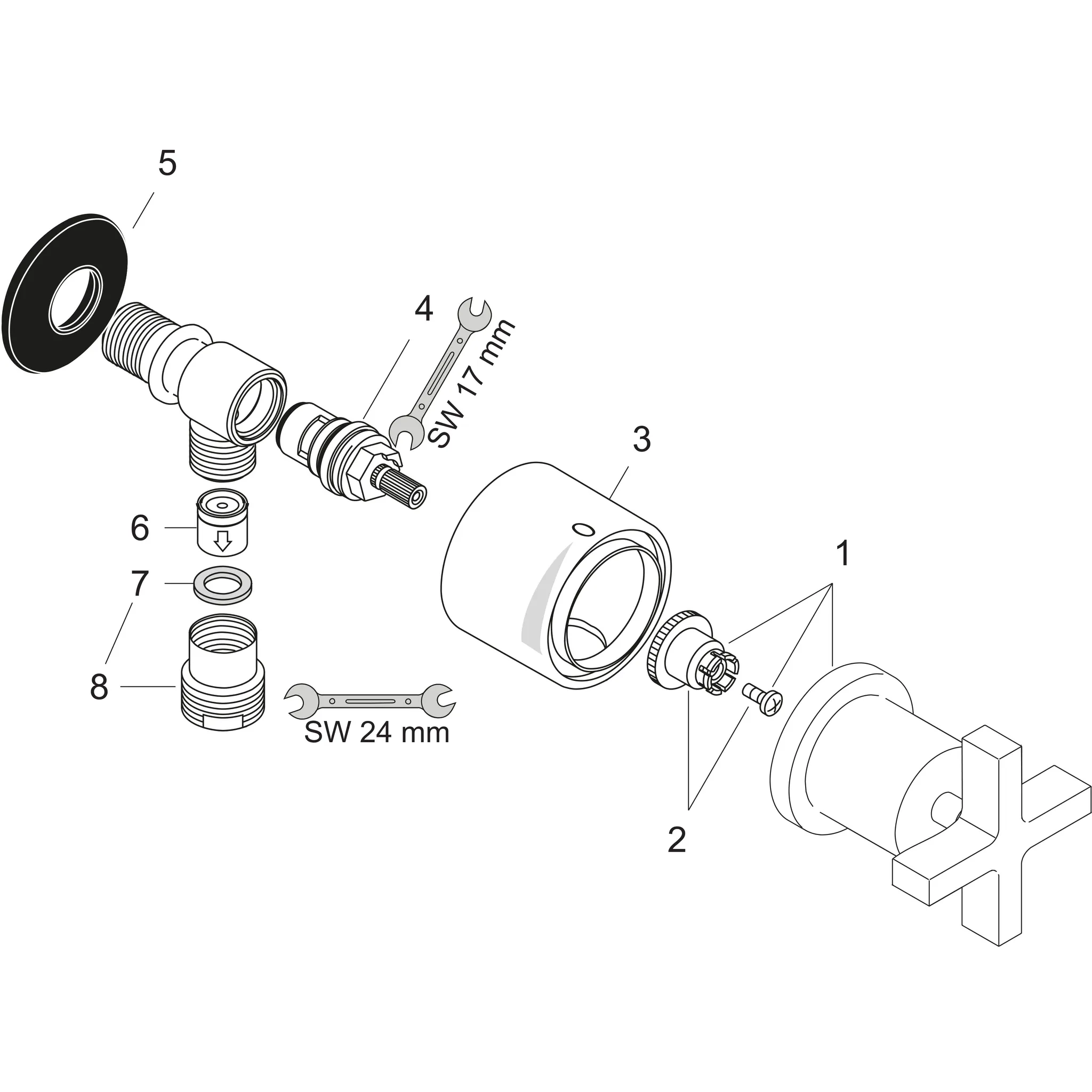 Fixfit Stop Wandabsperrventil Axor Citterio mit Kreuzgriffen chrom Fixfit Stop Wandabsperrventil Axor Citterio mit Kreuzgriffen chrom
