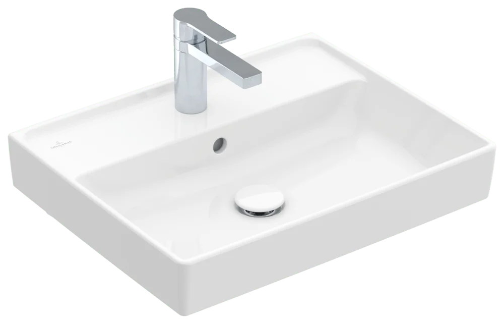 Villeroy & Boch Collaro Waschbecken, 550x440x160mm, glänzend weiß Alpin, TitanCeram, mit Überlauf, Wandmontage Villeroy & Boch Collaro Waschbecken, 550x440x160mm, glänzend weiß Alpin, TitanCeram, mit Überlauf, Wandmontage