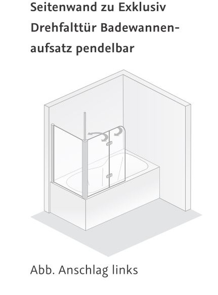 HSK teilgerahmte Seitenwand zu Drehfalttür „Exklusiv“ Glas Grau, Profile Weiß, für #Türbreite#, B: 750 mm H: 1400 mm HSK teilgerahmte Seitenwand zu Drehfalttür „Exklusiv“ Glas Grau, Profile Weiß, für #Türbreite#, B: 750 mm H: 1400 mm
