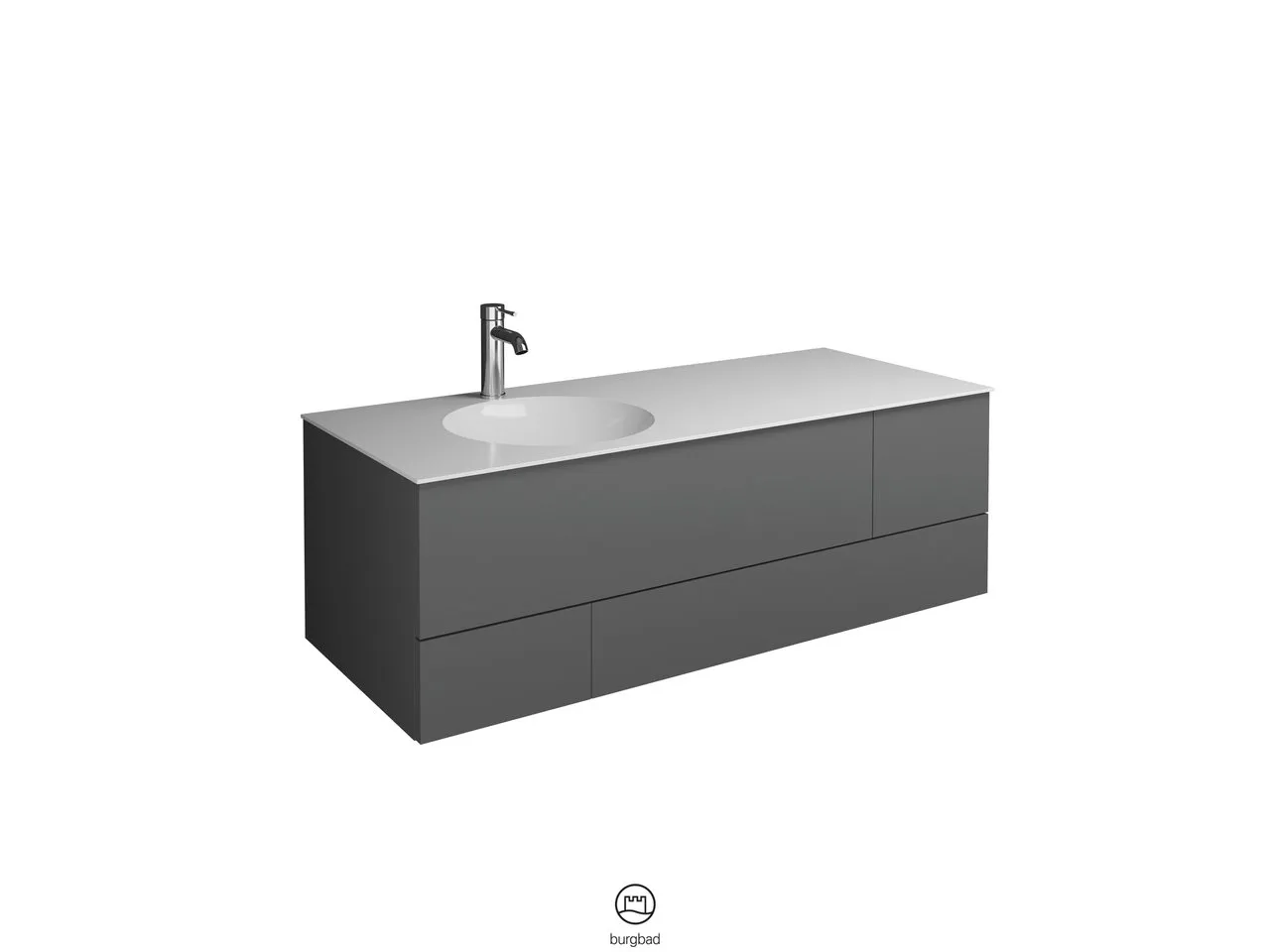 burgbad Badmöbelset „Coco“ in Dunkelgrau Solid Matt