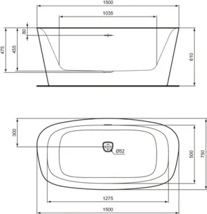 Ideal Standard Badewanne „Dea“ 75 × 150 cm in Weiß