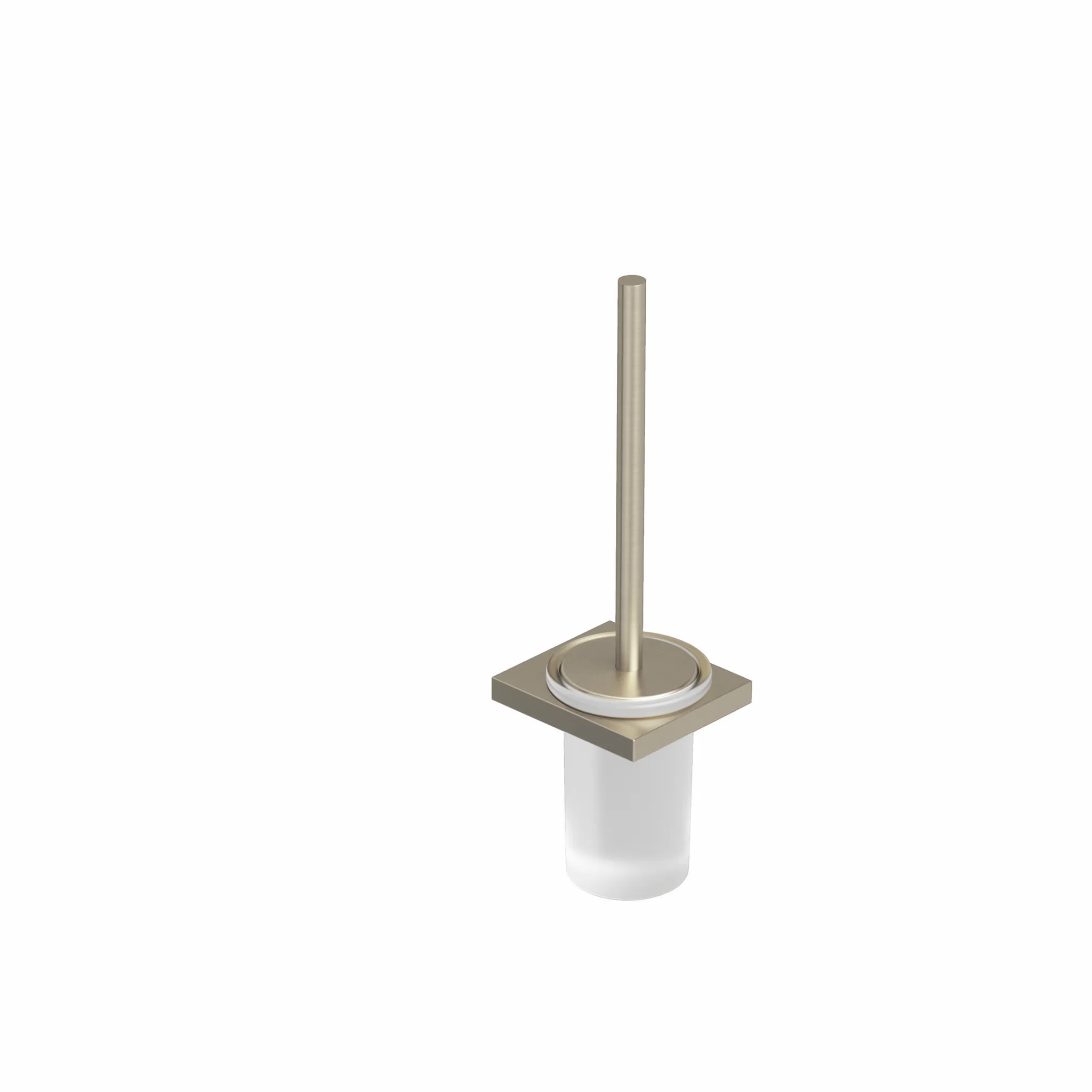 Kludi-VELA C Toilettenbürstengarnitur Stainless Brushed Nickel PVD, Wandmontage mit WC-Bürste und Behälter aus satiniertem Glas