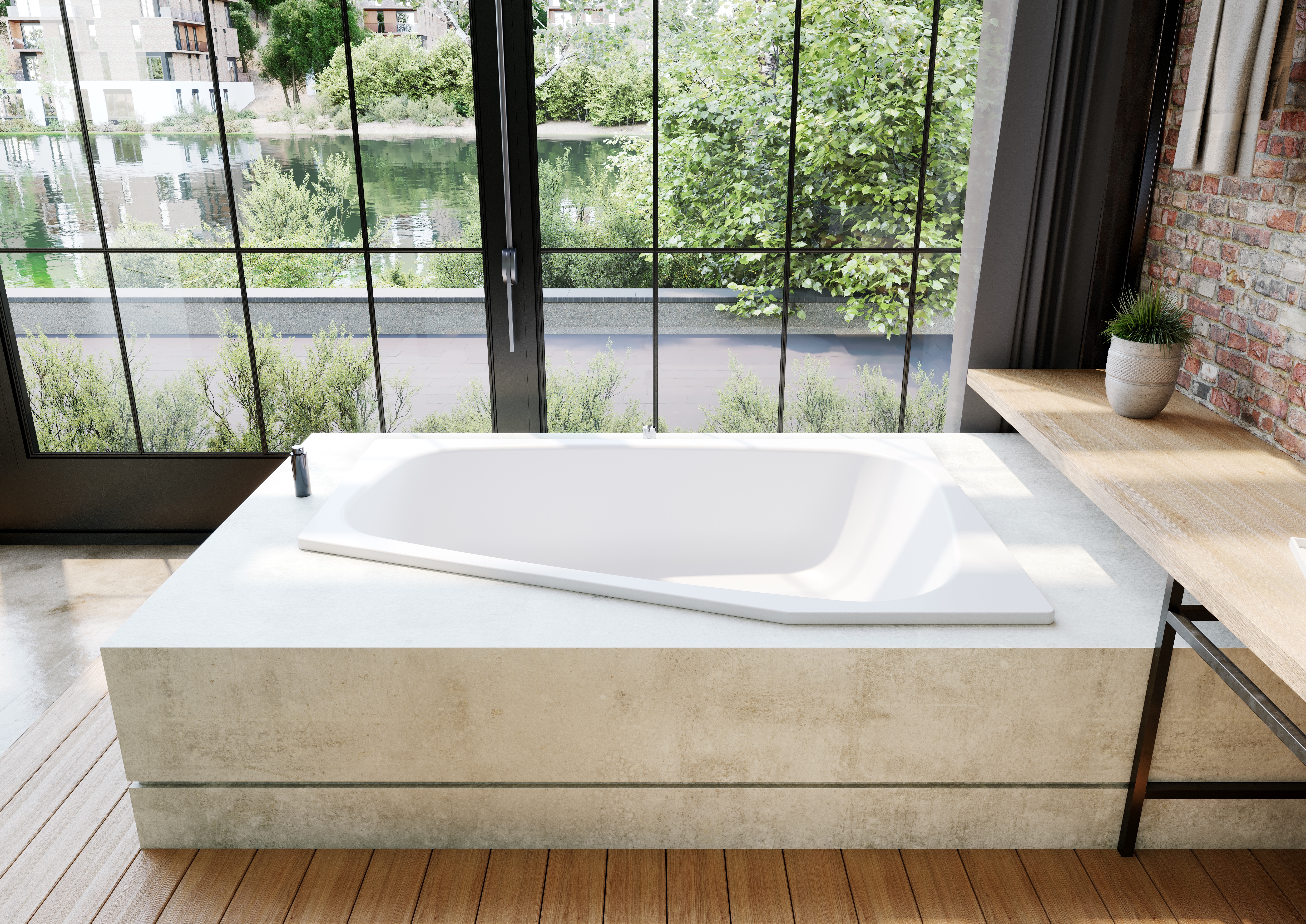 Kaldewei Badewanne „Plaza Duo“ trapez fünfeck 180 × 120 cm, links, ohne Grifflochbohrungen in alpinweiß