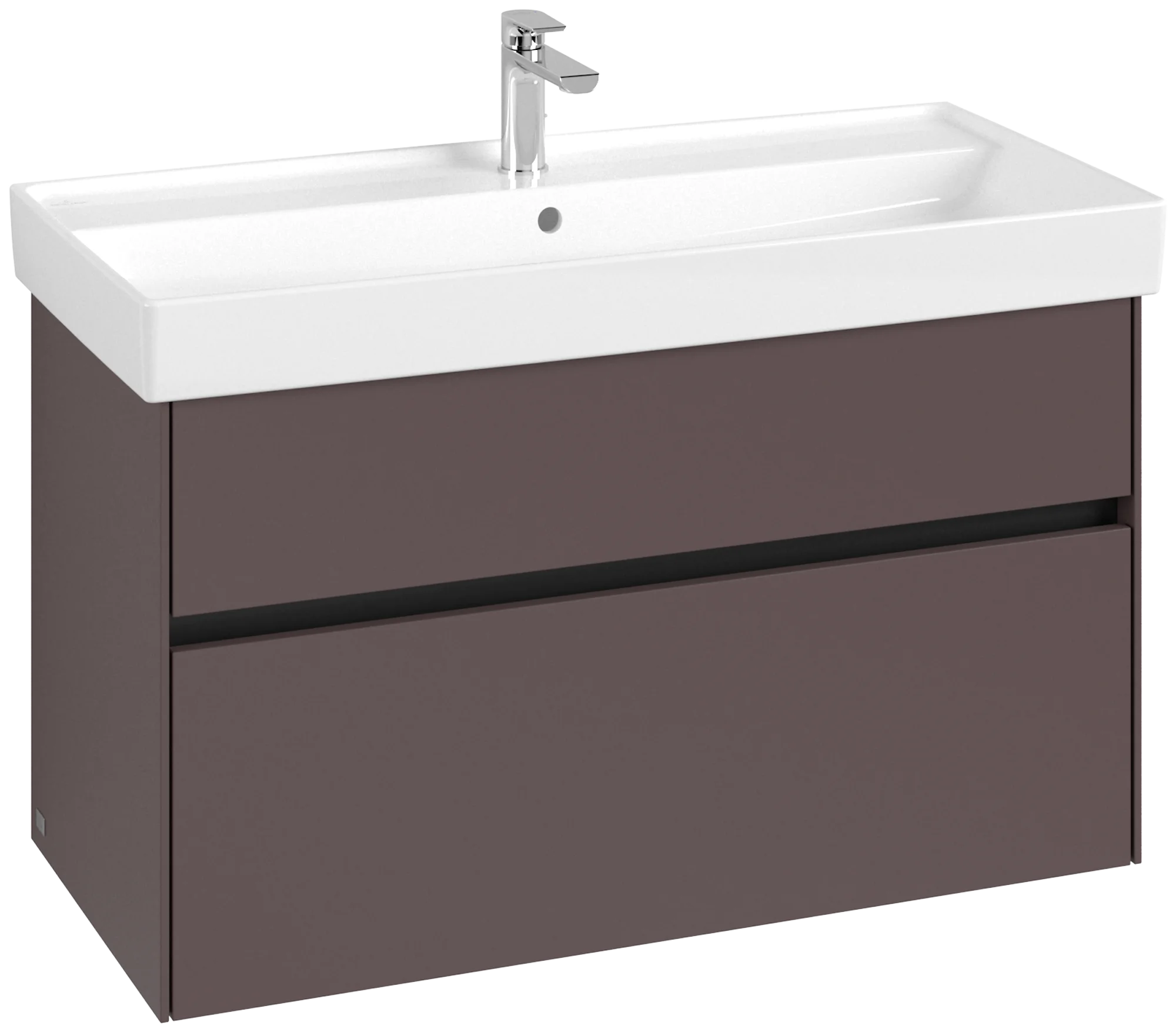 Villeroy & Boch Waschbeckenunterschrank Collaro C01100, Eckig Dark Berry, 954x546x444mm, 2 Auszüge mit SoftClosing, mittige Wanneneinbauposition