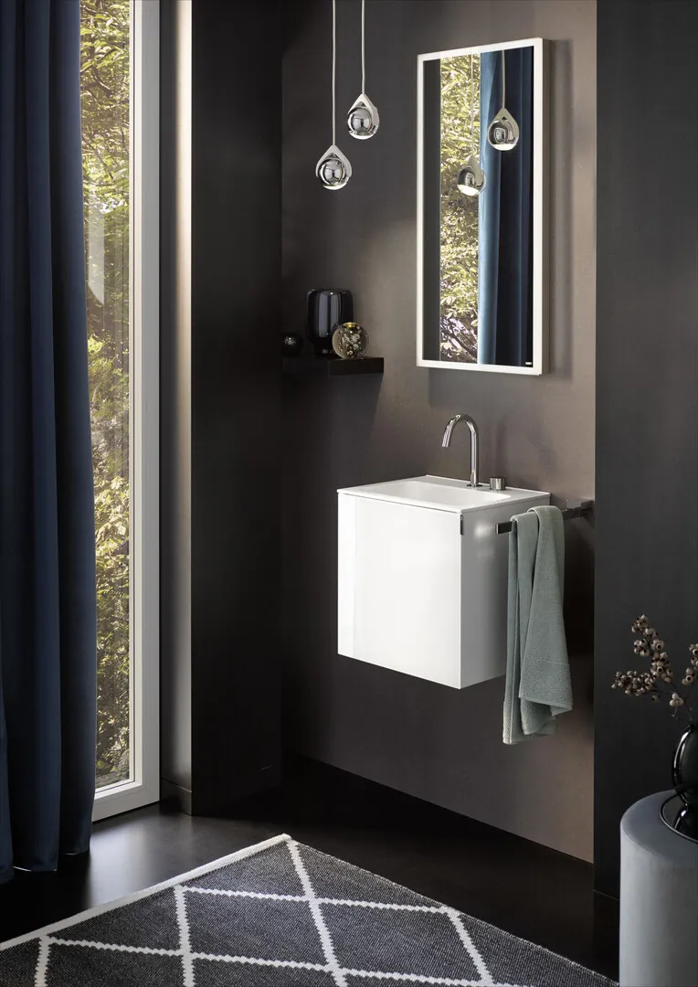 Waschbecken evo, 1x Bohrung, 400 mm, weiss Waschbecken evo, 1x Bohrung, 400 mm, weiss