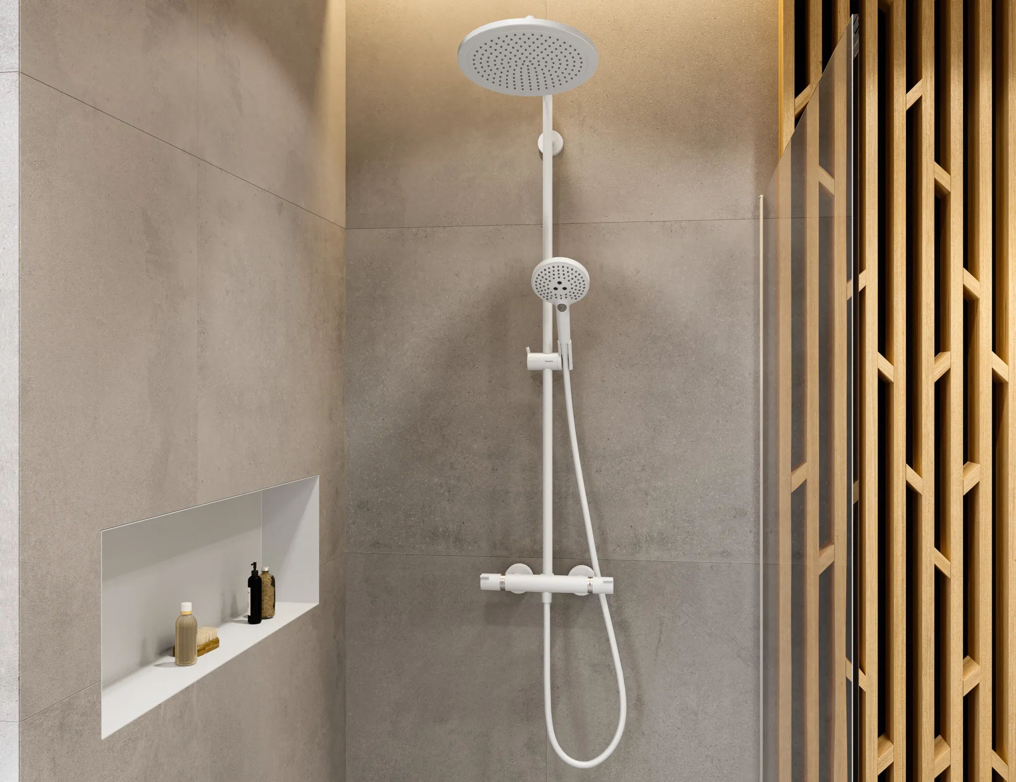 Hansgrohe XtraStoris Original Wandnische mit Rahmen, 300 x 900 x 100 mm, Mattweiß, Edelstahl V2A pulverbeschichtet