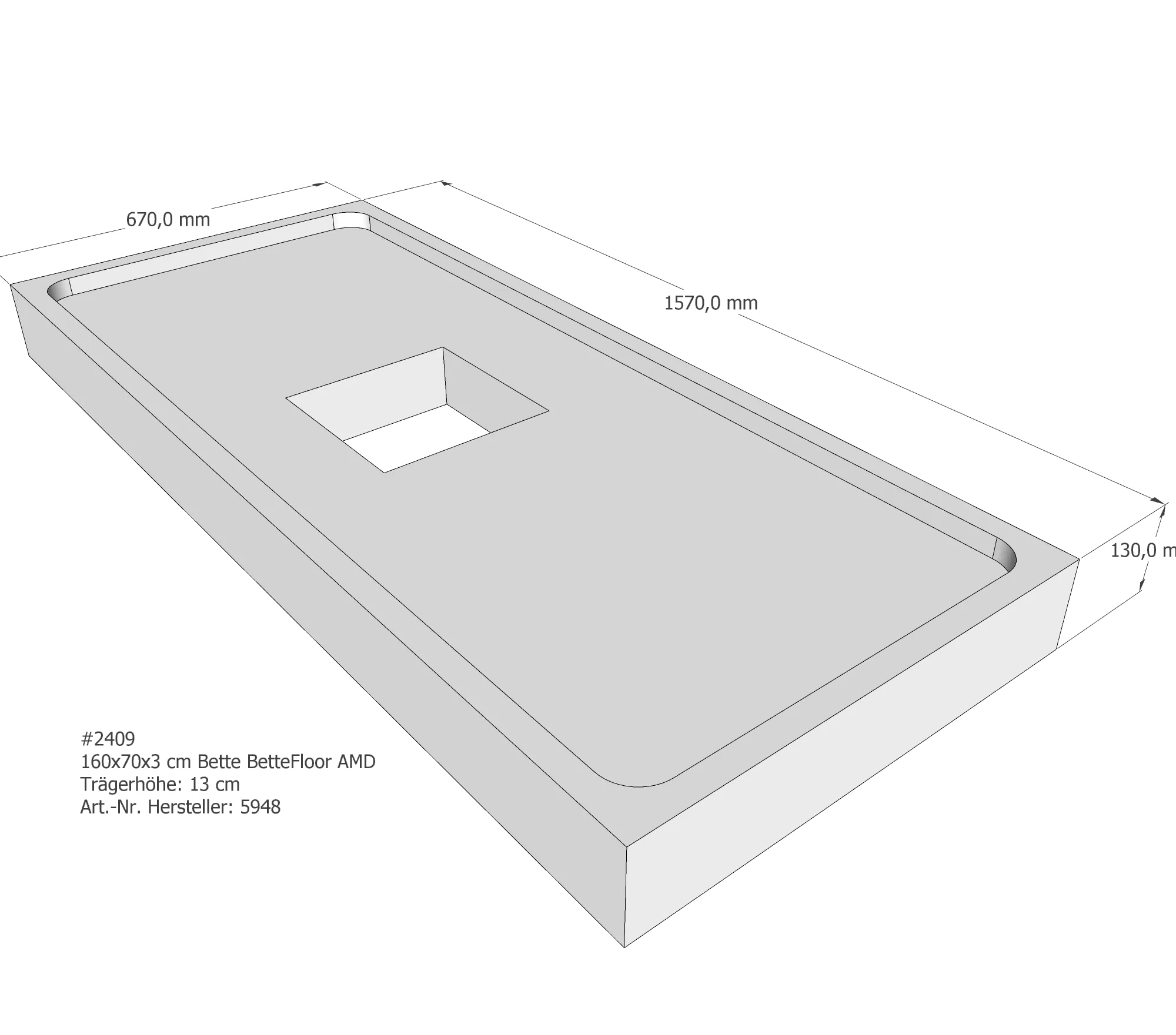 Duschwannenträger für Bette Floor 160 × 70 × 3 cm Duschwannenträger für Bette Floor 160 × 70 × 3 cm