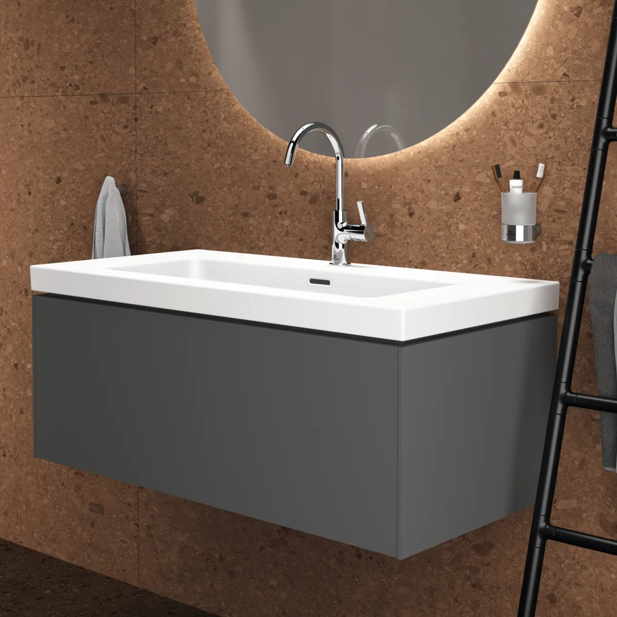 Handtuchhaken Conca, rund, Brushed Gold Handtuchhaken Conca, rund, Brushed Gold