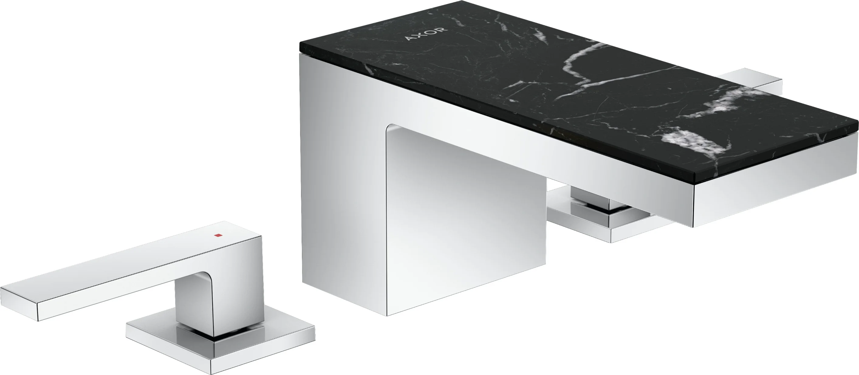 Hansgrohe AXOR MyEdition 3-Loch Waschtischarmatur Chrom, Ausladung 151 mm, Auslaufhöhe 70 mm, Hebelgriff, PowderRain Strahlart, max. Durchfluss 5 l/min, DN15 Anschluss