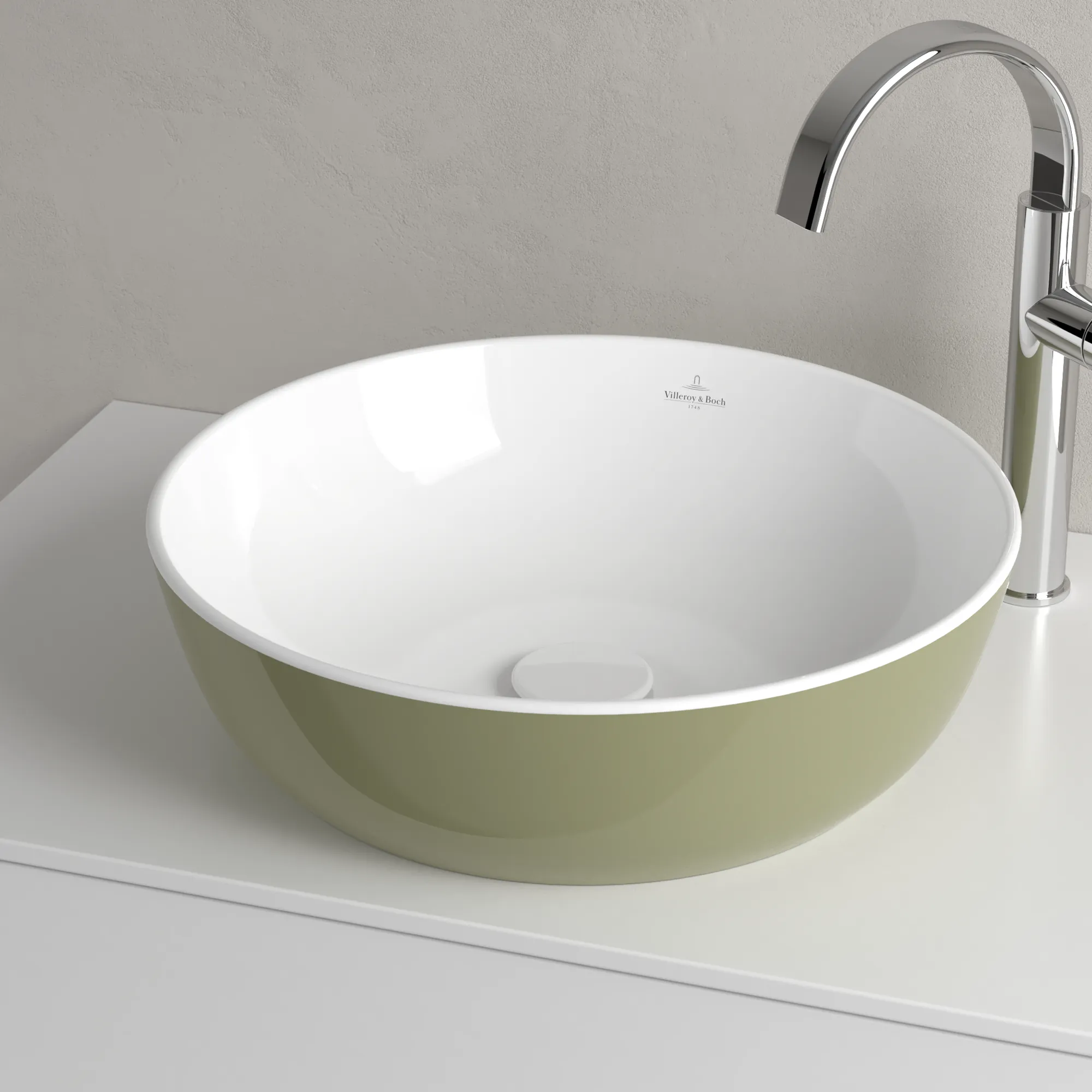 Villeroy & Boch Aufsatzwaschtisch aus TitanCeram „Artis“ ⌀ 430 mm in Sage Green Villeroy & Boch Aufsatzwaschtisch aus TitanCeram „Artis“ ⌀ 430 mm in Sage Green