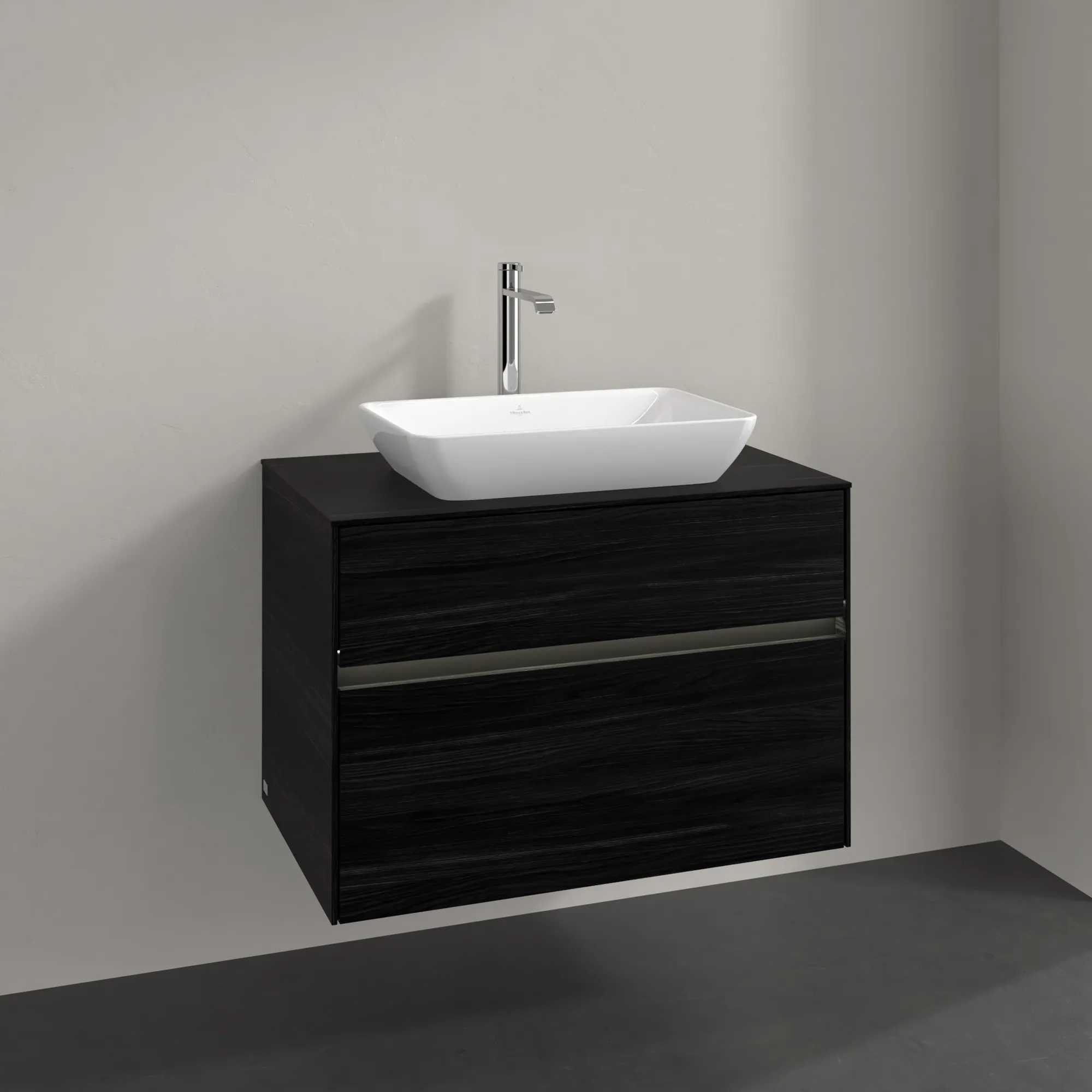 Villeroy & Boch Waschbeckenunterschrank Collaro C108B0, Black Oak, 800 x 548 x 500 mm, mit Beleuchtung und SoftClosing, Eckig Villeroy & Boch Waschbeckenunterschrank Collaro C108B0, Black Oak, 800 x 548 x 500 mm, mit Beleuchtung und SoftClosing, Eckig