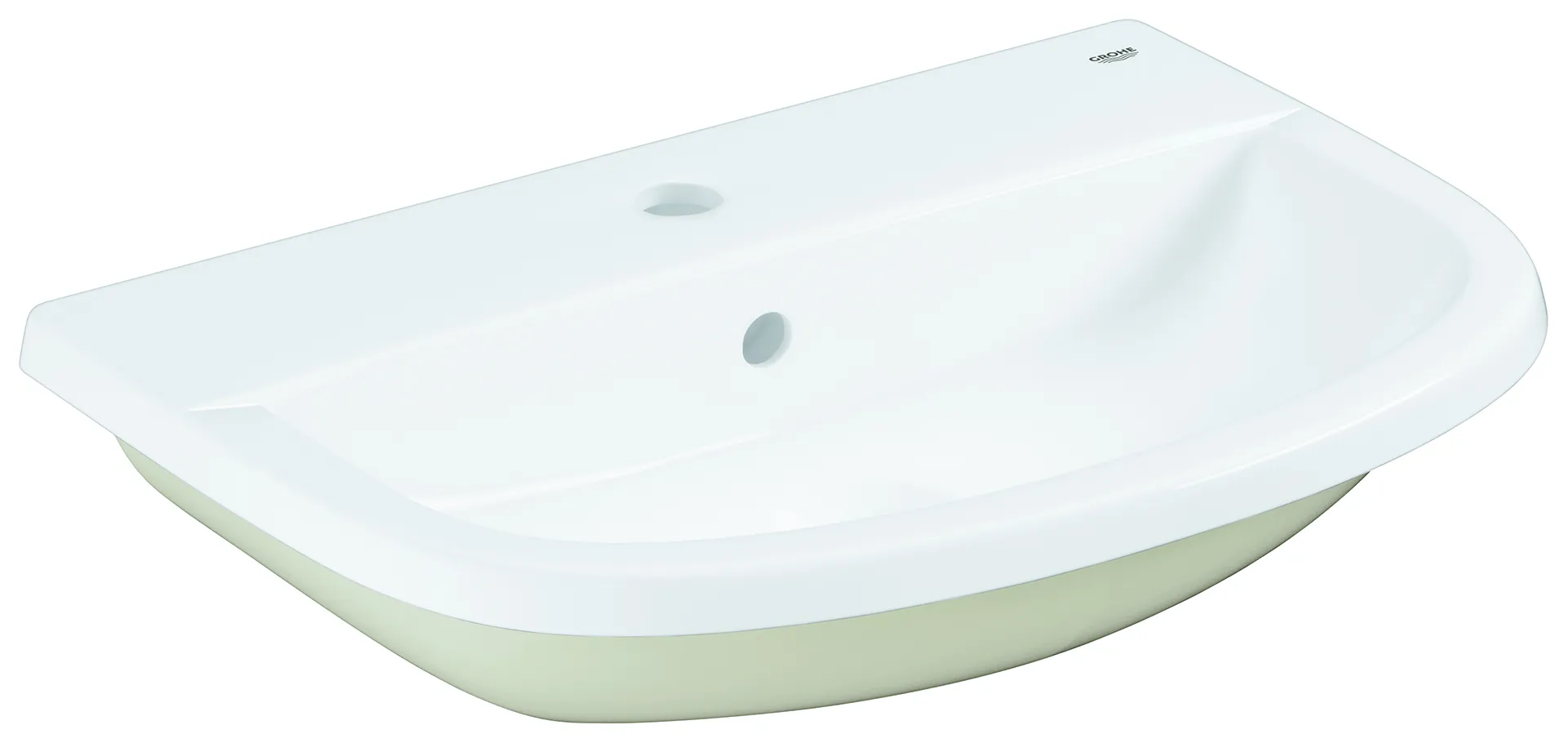 Einbauwaschtisch Bau Keramik 39422, 560 x 400 mm, Einbau von oben, 1 Hahnloch, mit Überlauf, aus Sanitärkeramik, alpinweiß Einbauwaschtisch Bau Keramik 39422, 560 x 400 mm, Einbau von oben, 1 Hahnloch, mit Überlauf, aus Sanitärkeramik, alpinweiß