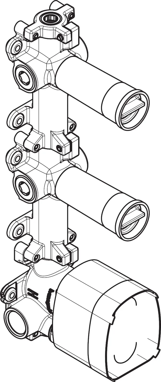 Hansgrohe AXOR One Mischer Grundkörper für Thermostatmodul Unterputz, 2 Verbraucher, DN15