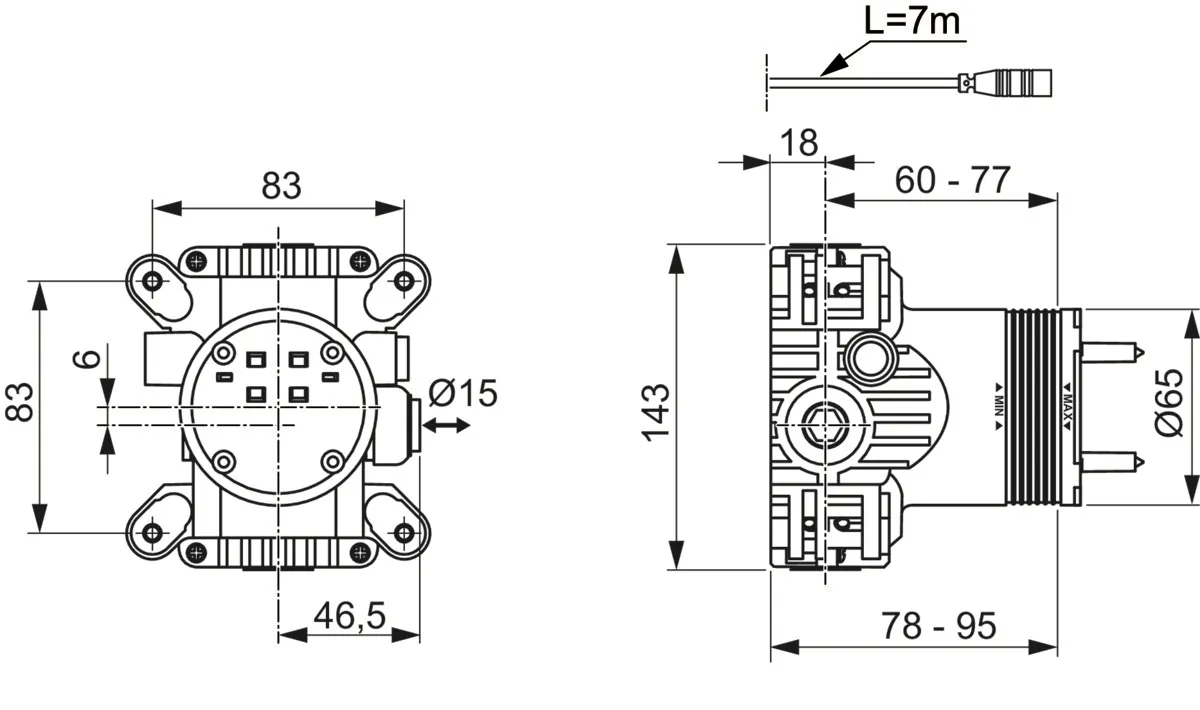 Ideal Standard Unterputz-Bausatz 1 A1080NU für Solos beleuchtete Regenbrause