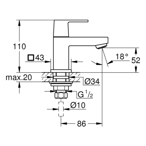 Standventil Eurocube 23137, XS-Size, Einlochmontage, 5,7 l/min SpeedClean Mousseur, chrom Standventil Eurocube 23137, XS-Size, Einlochmontage, 5,7 l/min SpeedClean Mousseur, chrom